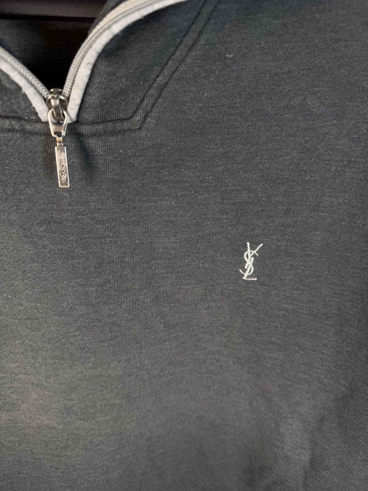 Yves Saint Laurent 90s YSL Sweatshirt 1/4 Quarter Zip Grey Sweater Vintage Size US L / EU 52-54 / 3 - 8 Thumbnail