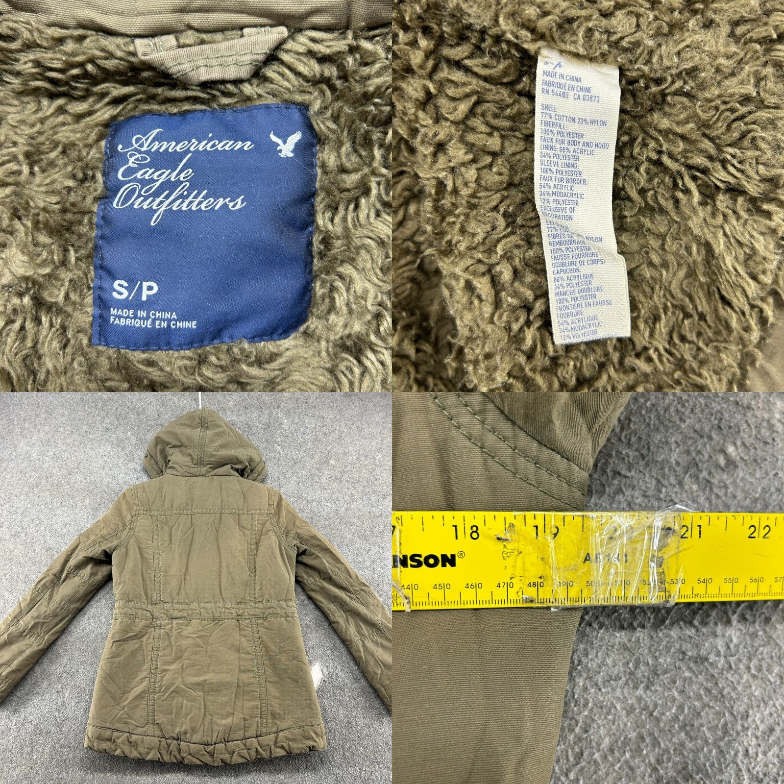 American Eagle Outfitters VINTAGE American Eagle Outfitters Jacket Womens S Parka Hooded Faux Fur Lined Green 90s Classic Casual Winter Size S / US 4 / IT 40 - 9 Thumbnail