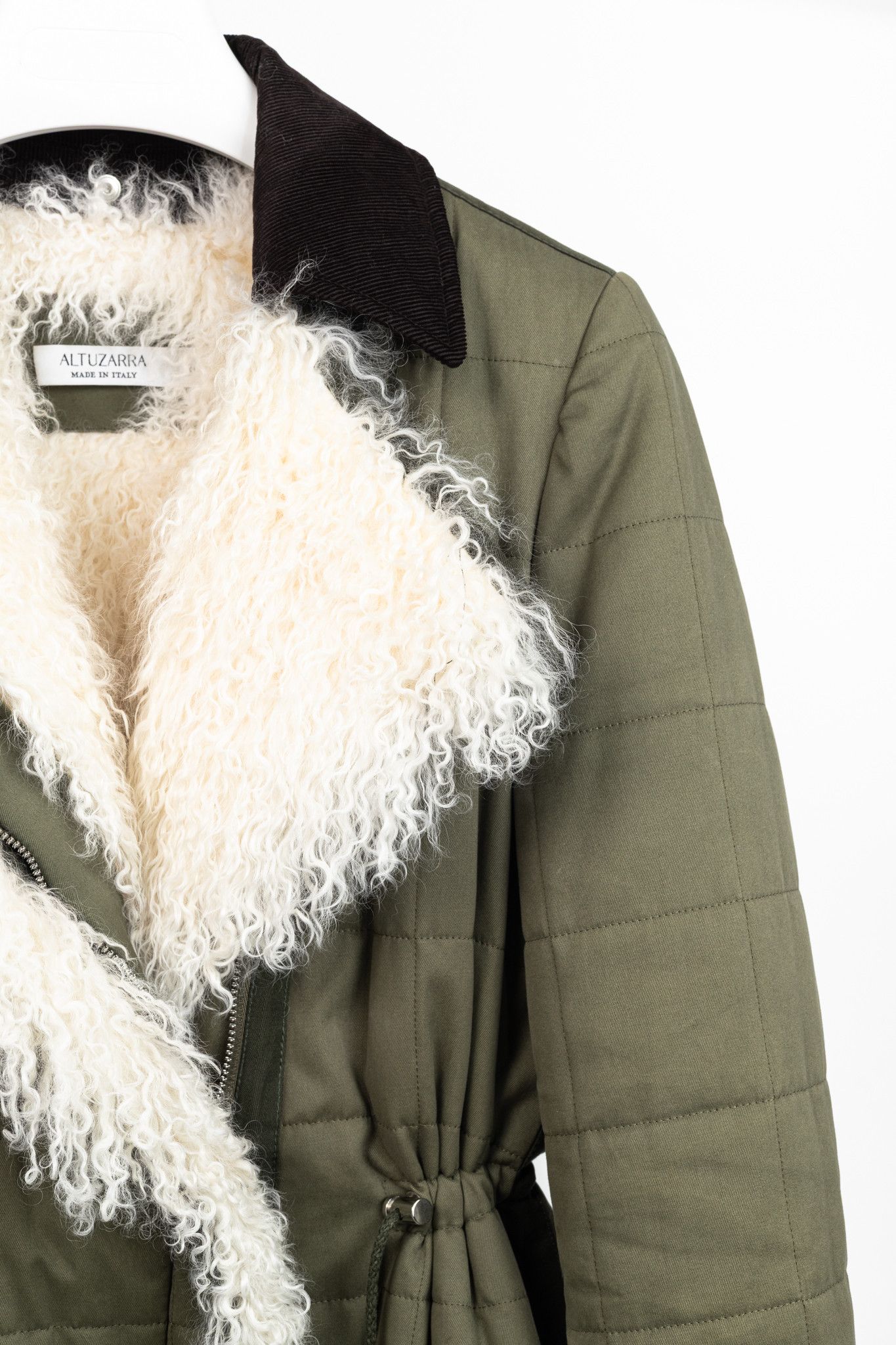 Altuzarra Altuzarra PF/15 Green Cotton Quilted Lamb-Fur Coat Size M / US 6-8 / IT 42-44 - 5 Thumbnail