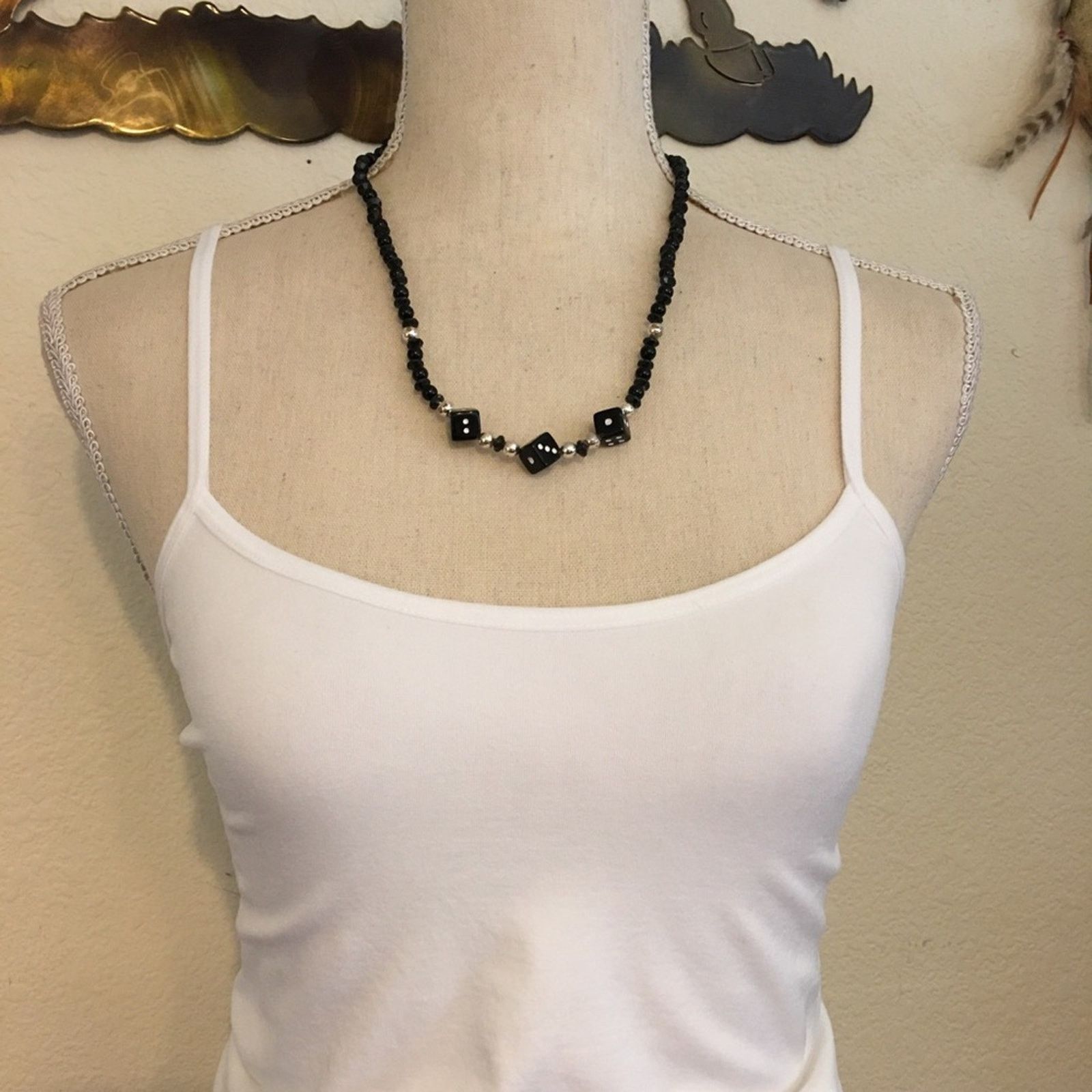 Jewelry Lucky dice black and silver beaded necklace Size ONE SIZE - 3 Thumbnail