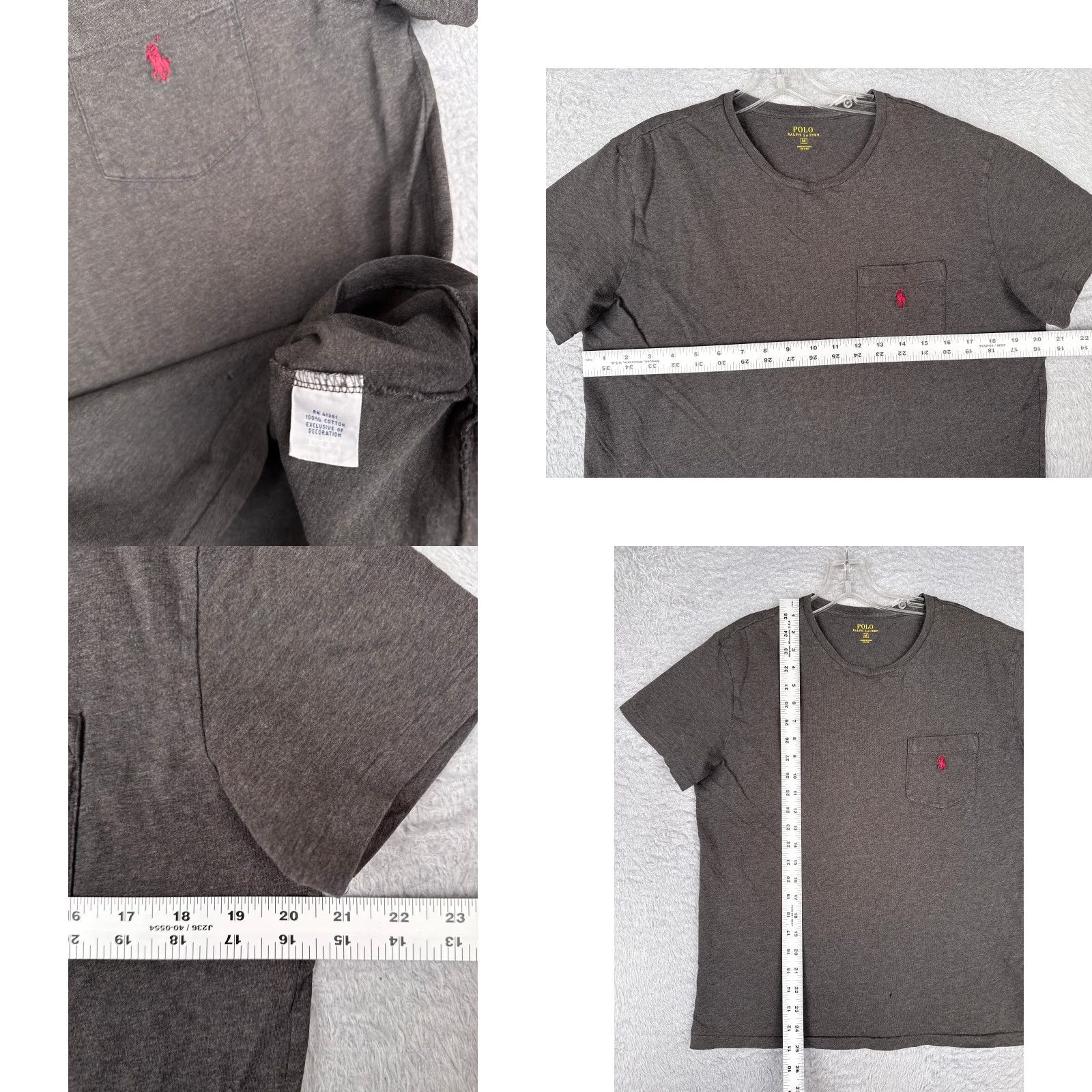 Ralph Lauren Polo Ralph Lauren Shirt Adult Medium Gray Crew Neck 100% Cotton Pocket Logo American Outdoor Men T-Shirt Short Sleeve All Seasons Regular Size M Mens Size US M / EU 48-50 / 2 - 8 Thumbnail