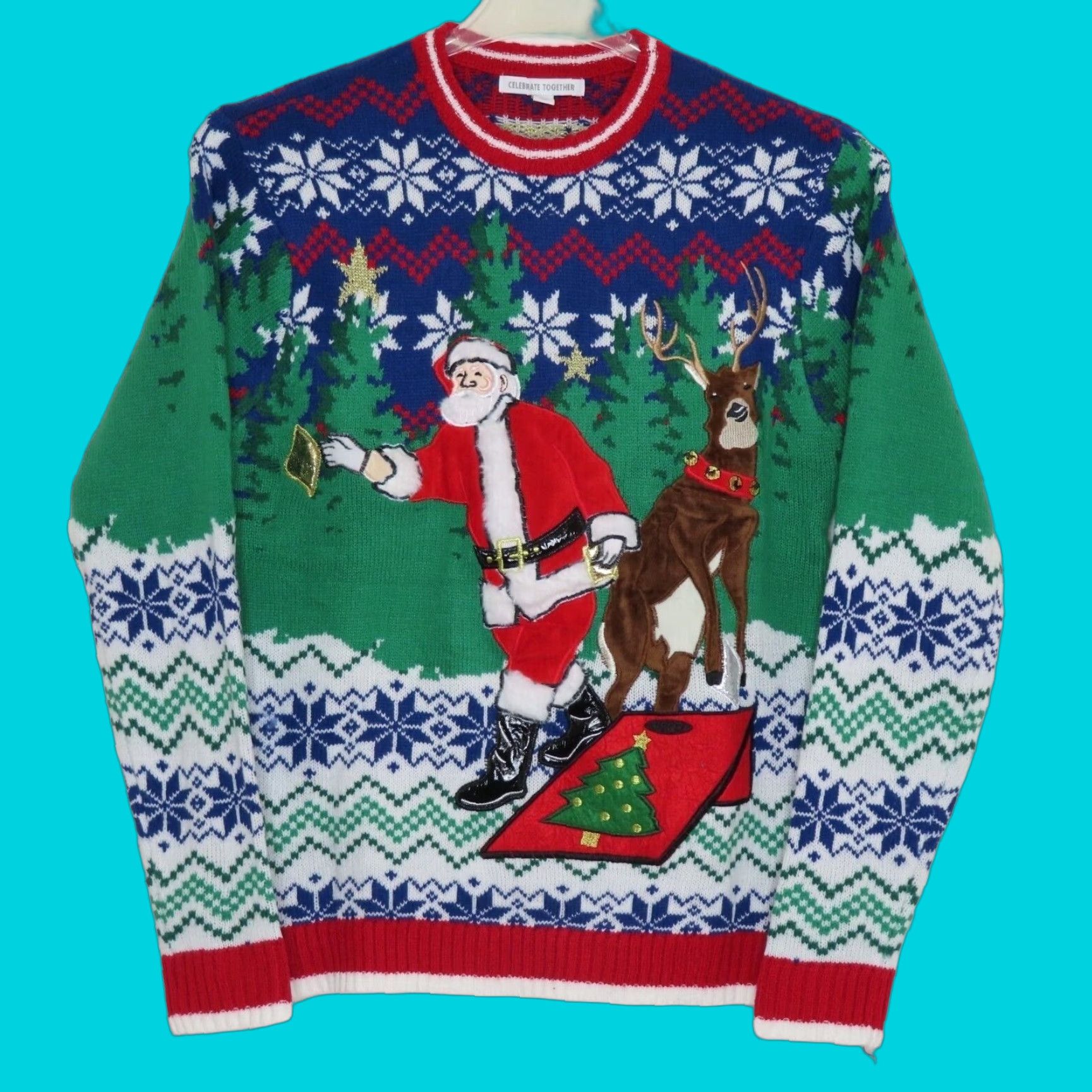 Vintage Mens Small Santa Claus Reindeer Christmas Knit Sweater Pullover Ugly Game Day Gift Boys Womens? Size US S / EU 44-46 / 1 - 1 Thumbnail