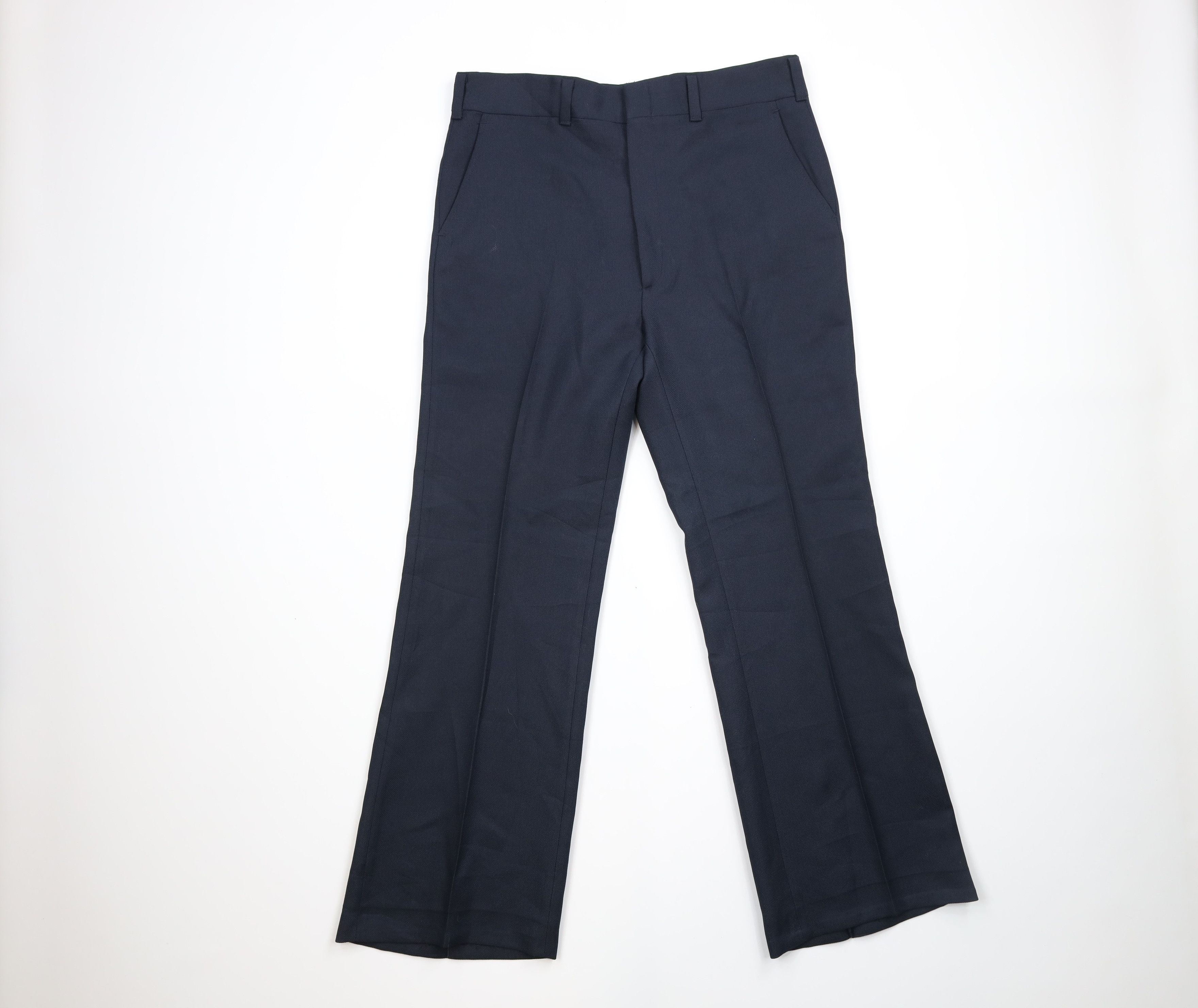 image of Vintage 60S 70's Streetwear Wide Leg Bell Bottoms Pants Dark in Blue, Men's (Size 34)