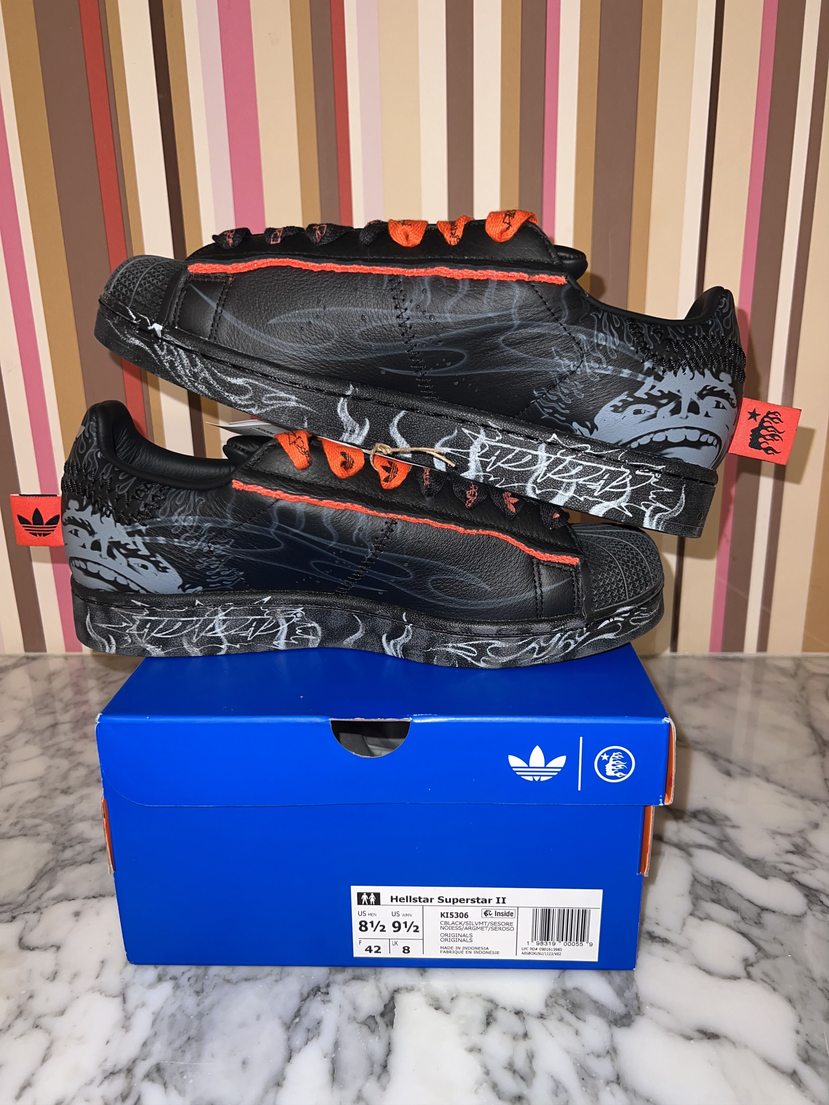 HELLSTAR Hellstar x Adidas Superstar 2 Orange Sz 8.5 Complexcon Size US 8.5 / EU 41-42 - 4 Thumbnail