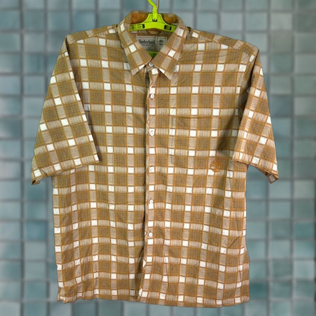 Timberland Timberland Plaid Button-Up Shirt Mens XL Brown Short Sleeve Casual Workwear Cotton Pocket Embroidered 54 Chest Regular Size US XL / EU 56 / 4 - 1 Thumbnail