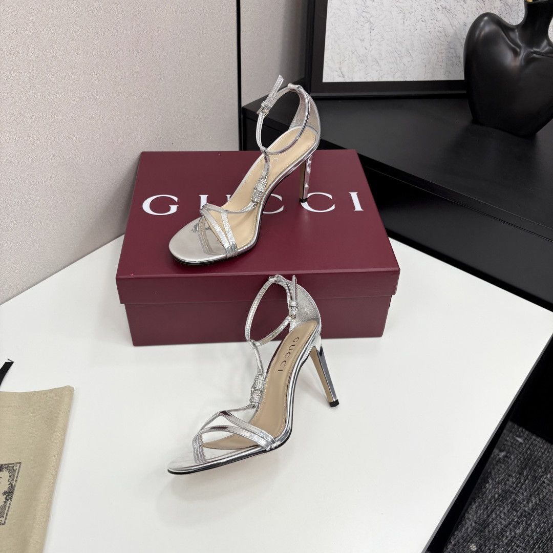 Gucci o1loc1c0326 836812 Women's Sandals With Bamboo in Silver Size US 10.5 / IT 40.5 - 5 Thumbnail