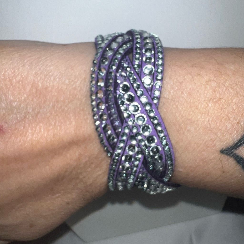 Other Purple Suede and Rhinestone Braided Bling Bracelet Size ONE SIZE - 2 Thumbnail