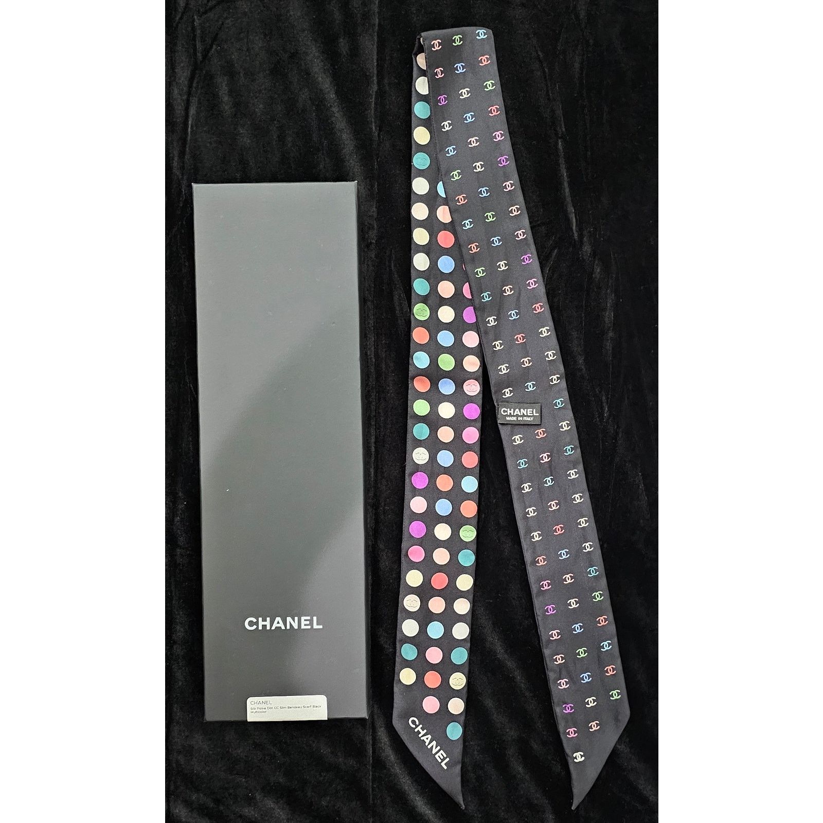 Dior Chanel Multicolored Dots & Coco Mark Silk Slim Bandeau Size ONE SIZE - 5 Thumbnail