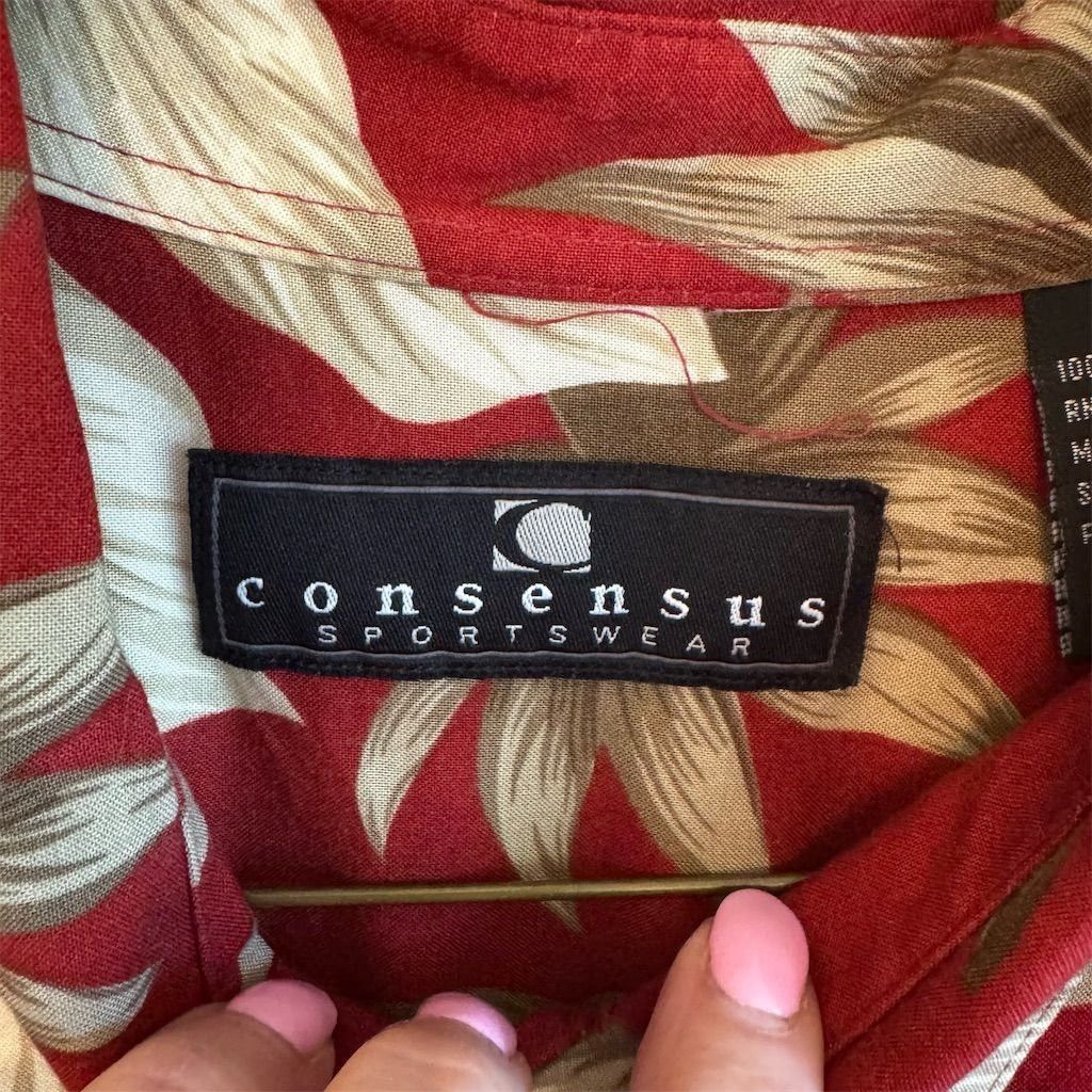Other Consensus Sportswear Men's XL Burgundy Floral Hawaiian Shir Size US XL / EU 56 / 4 - 3 Thumbnail