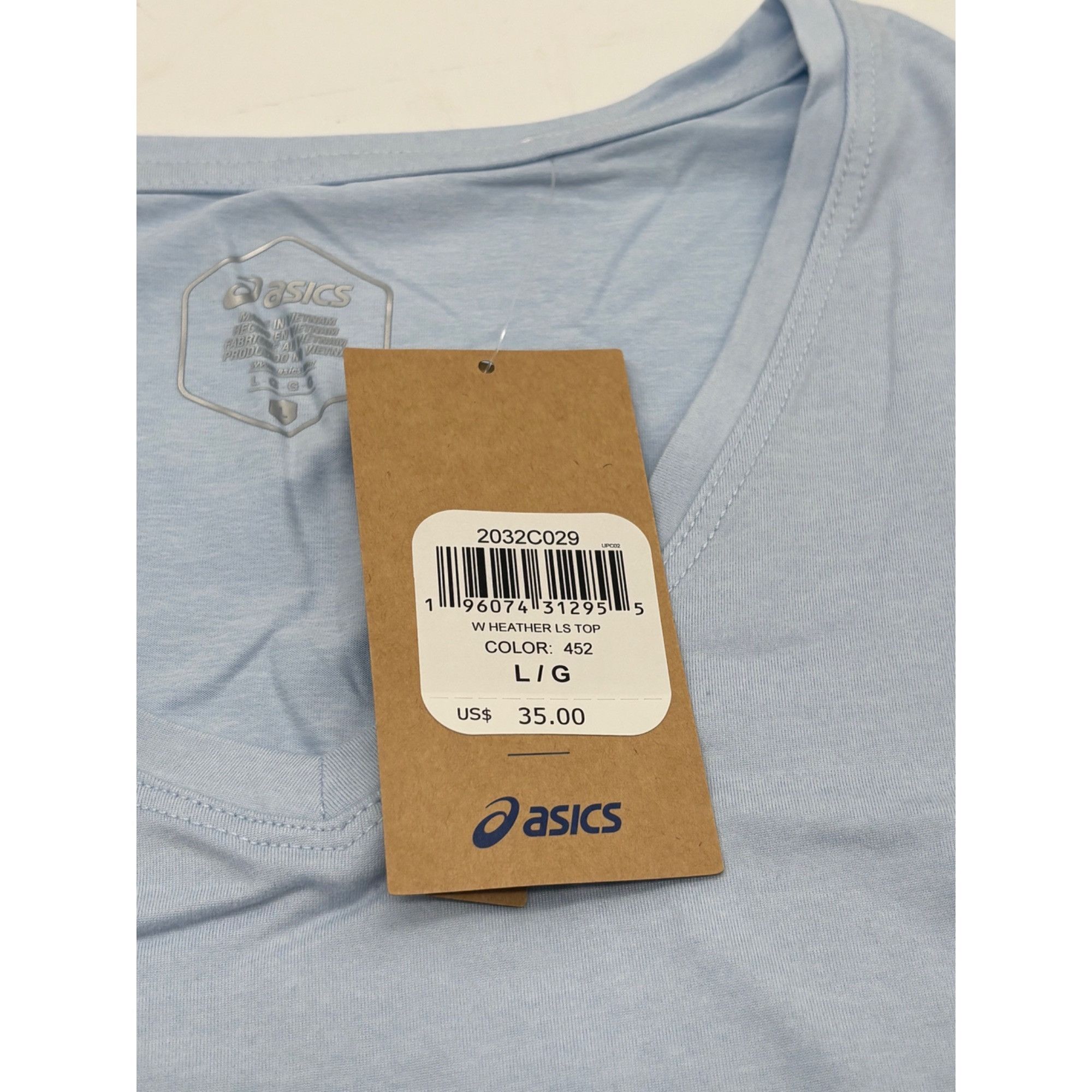 Asics ASICS Women's Long Sleeve Heather Top, Soft Sky Heather, Sz Size L / US 10 / IT 46 - 7 Thumbnail