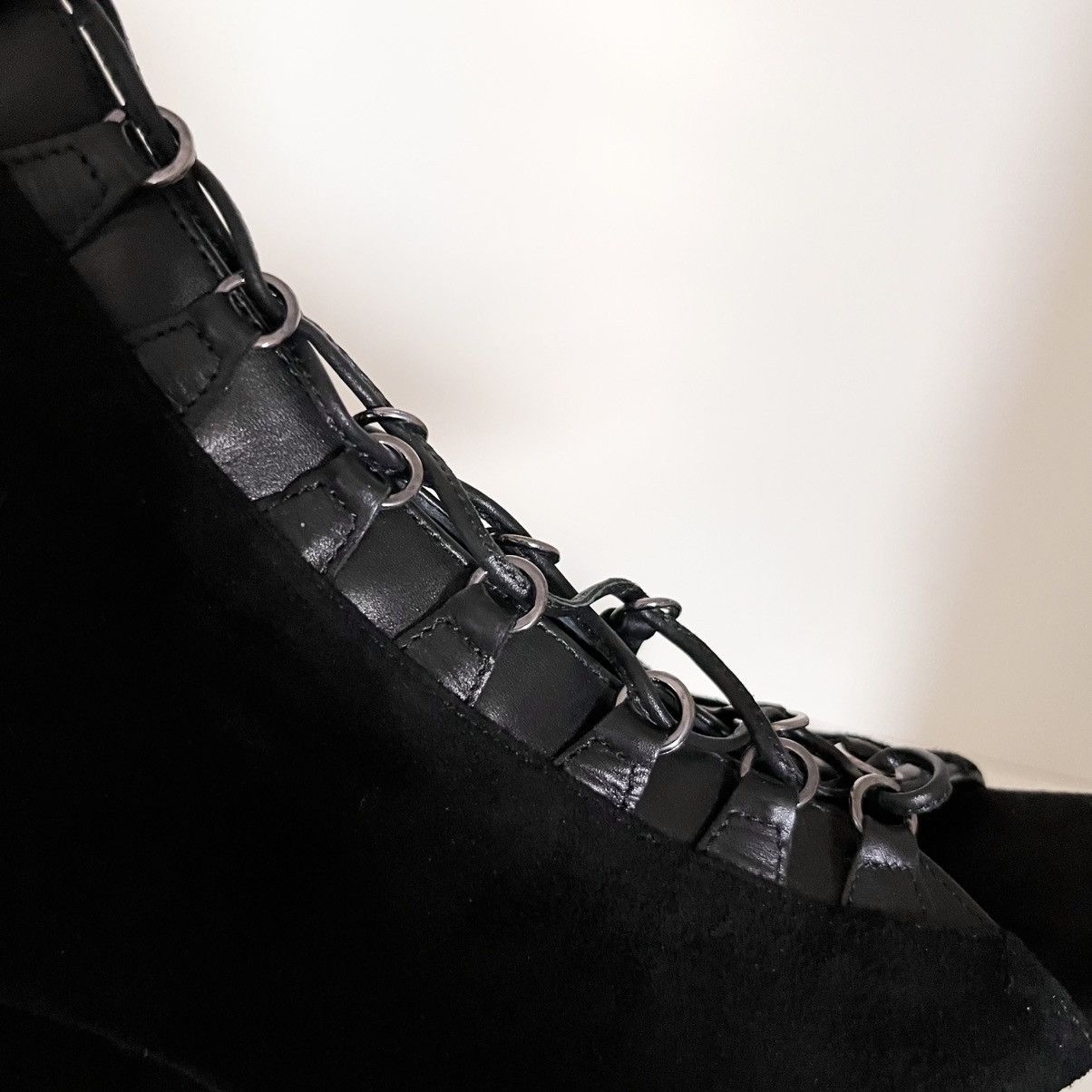 Narciso Rodriguez Narciso Rodriguez Black suede Lace-Up Wedge Boots Size US 6.5 / IT 36.5 - 11 Thumbnail
