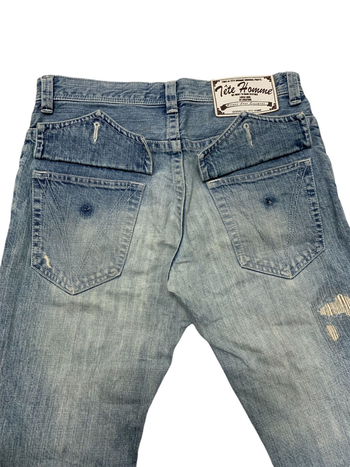 Issey Miyake × Japanese Brand × Tete Homme Tete home distressed straight cut jeans Size US 30 / EU 46 - 3 Thumbnail