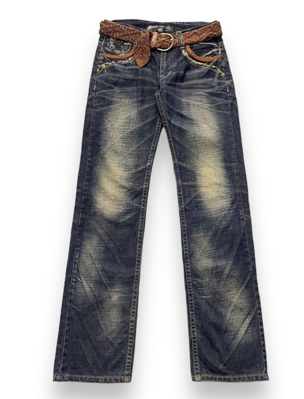 Redpepper Japan Embroidered Angel Wings Mud Jeans With Belt