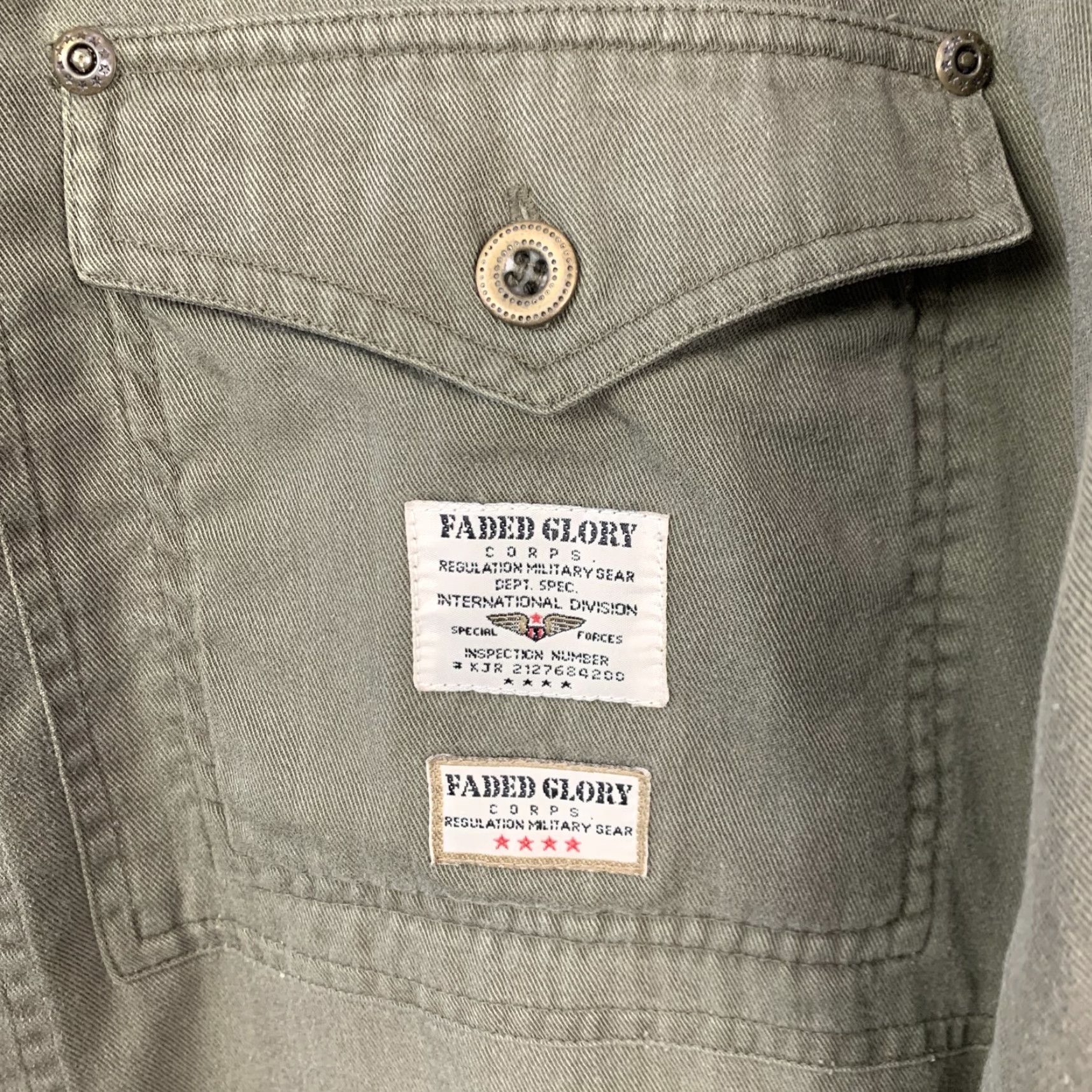 Faded Glory VINTAGE Faded Glory Mens Shirt Army Military Olive Green Long Sleeve Button-Up 90s Large XL? Size US L / EU 52-54 / 3 - 6 Thumbnail