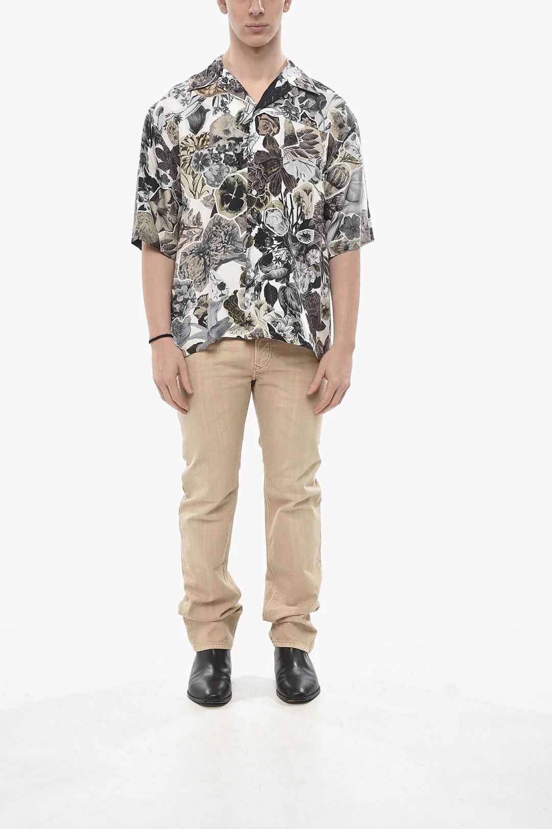 Marni og1mm0326 Silk Bowling Shirt in Military Green Size US S / EU 44-46 / 1 - 4 Thumbnail