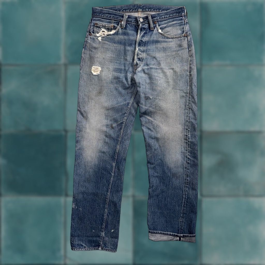 Levi's VINTAGE Levi's 501 Jeans Men 31x30 Blue Denim USA 1960s Redline Selvedge 60s 66 XX Flat Front Straight Size US 31 - 1 Thumbnail