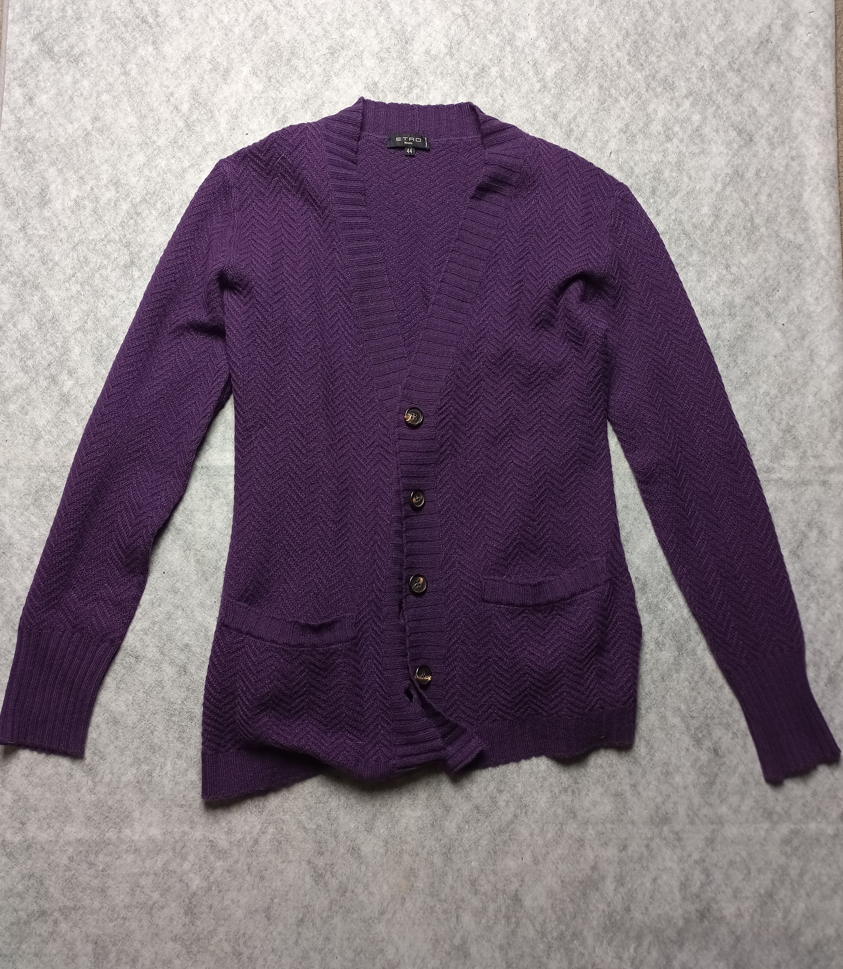 Etro ETRO Cashmere Wool Silk Cable Knit Cardigan Violet IT44 Size M / US 6-8 / IT 42-44 - 5 Thumbnail