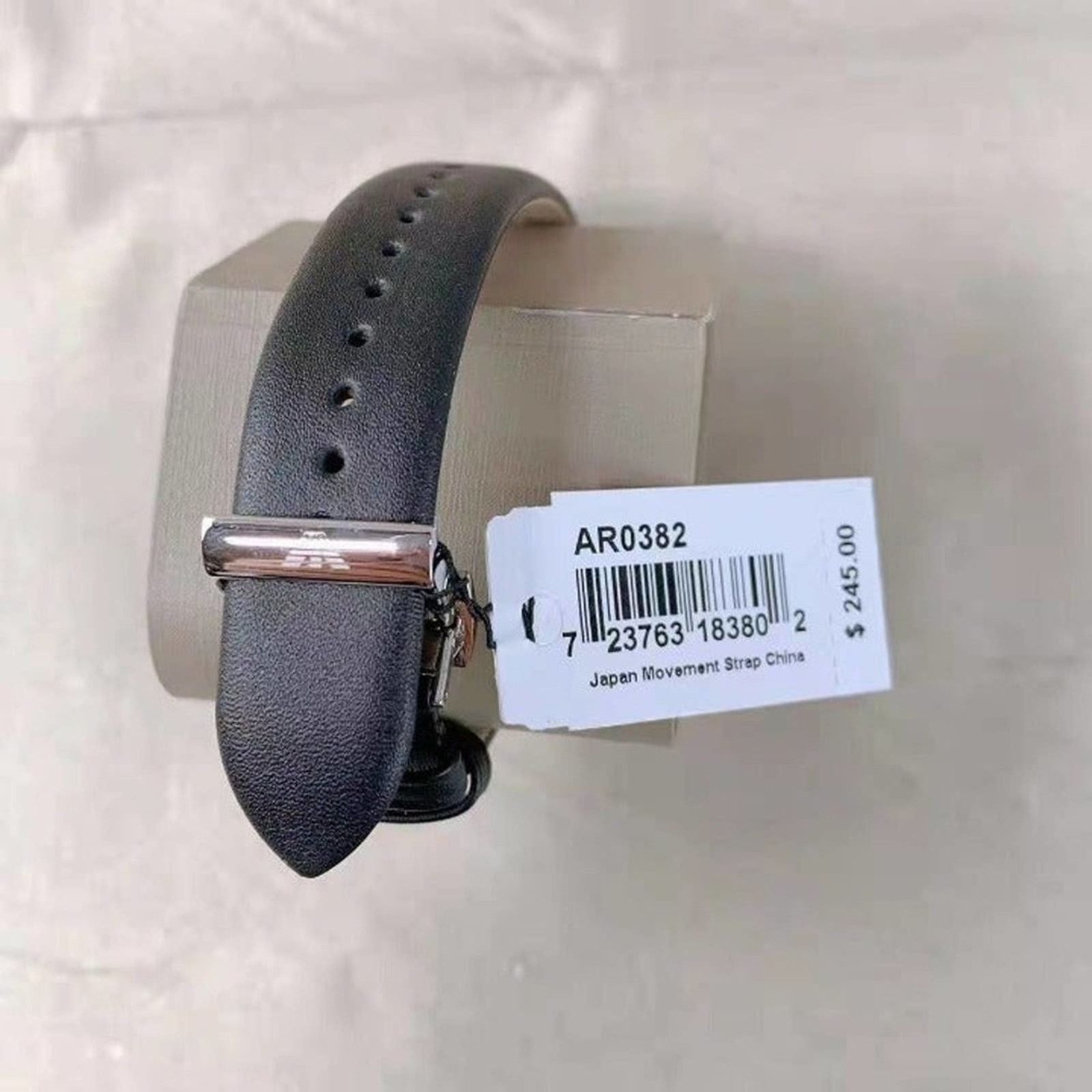 Emporio Armani Emporio Armani AR0382 Men's Two-Hand Black Leather Watch Size ONE SIZE - 4 Thumbnail