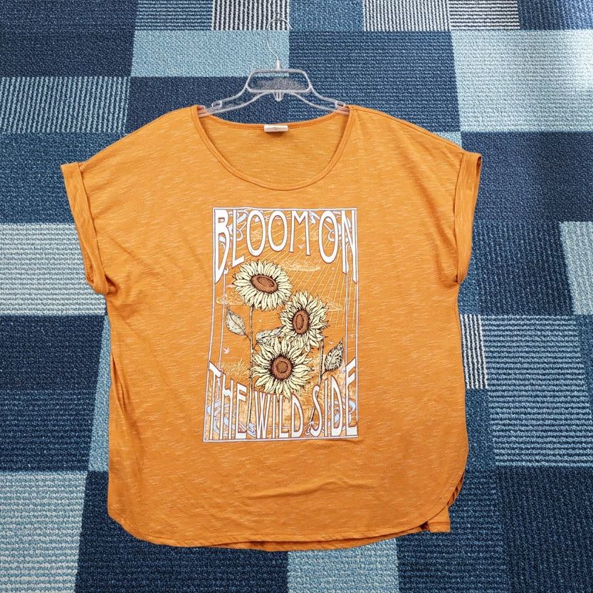 Sunflower Trueself Orange Sunflower Bloom Blouse Women 3X Plus Casual Top Size XXL / US 16-18 / IT 52-54 - 1 Thumbnail