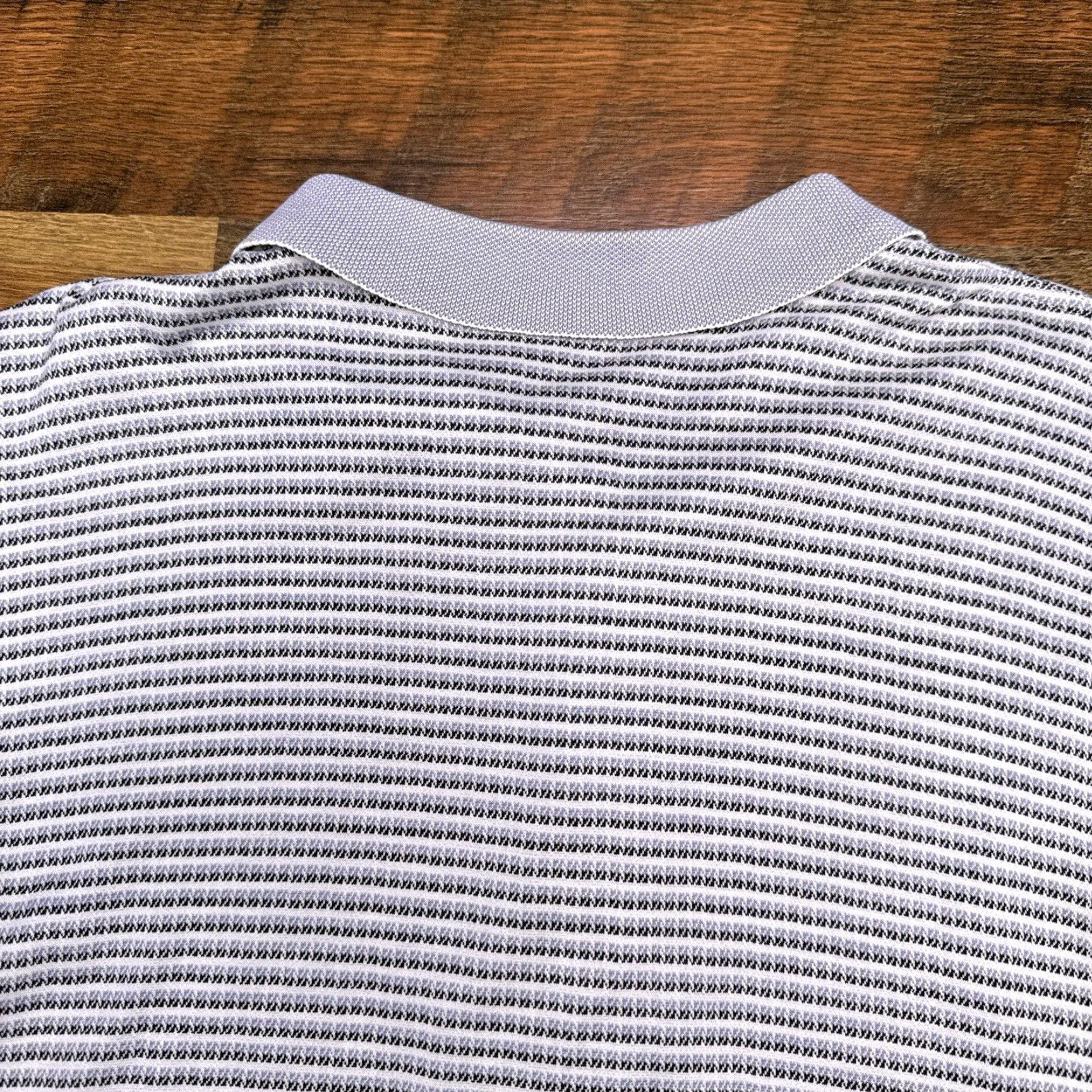 Vintage VINTAGE Bobby Jones Polo Shirt Mens L Gray Striped Italy 90s Golf Button Collar Short Sleeve knit 100% Cotton Classic Size US L / EU 52-54 / 3 - 6 Thumbnail