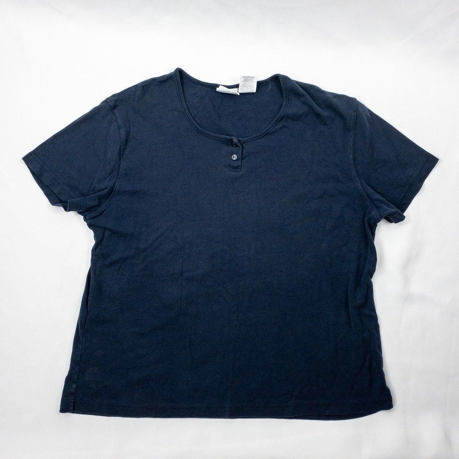 Other Bobbie Brooks Vintage Navy Blue Button Tee Womens XLarge Size XL / US 12-14 / IT 48-50 - 2 Thumbnail