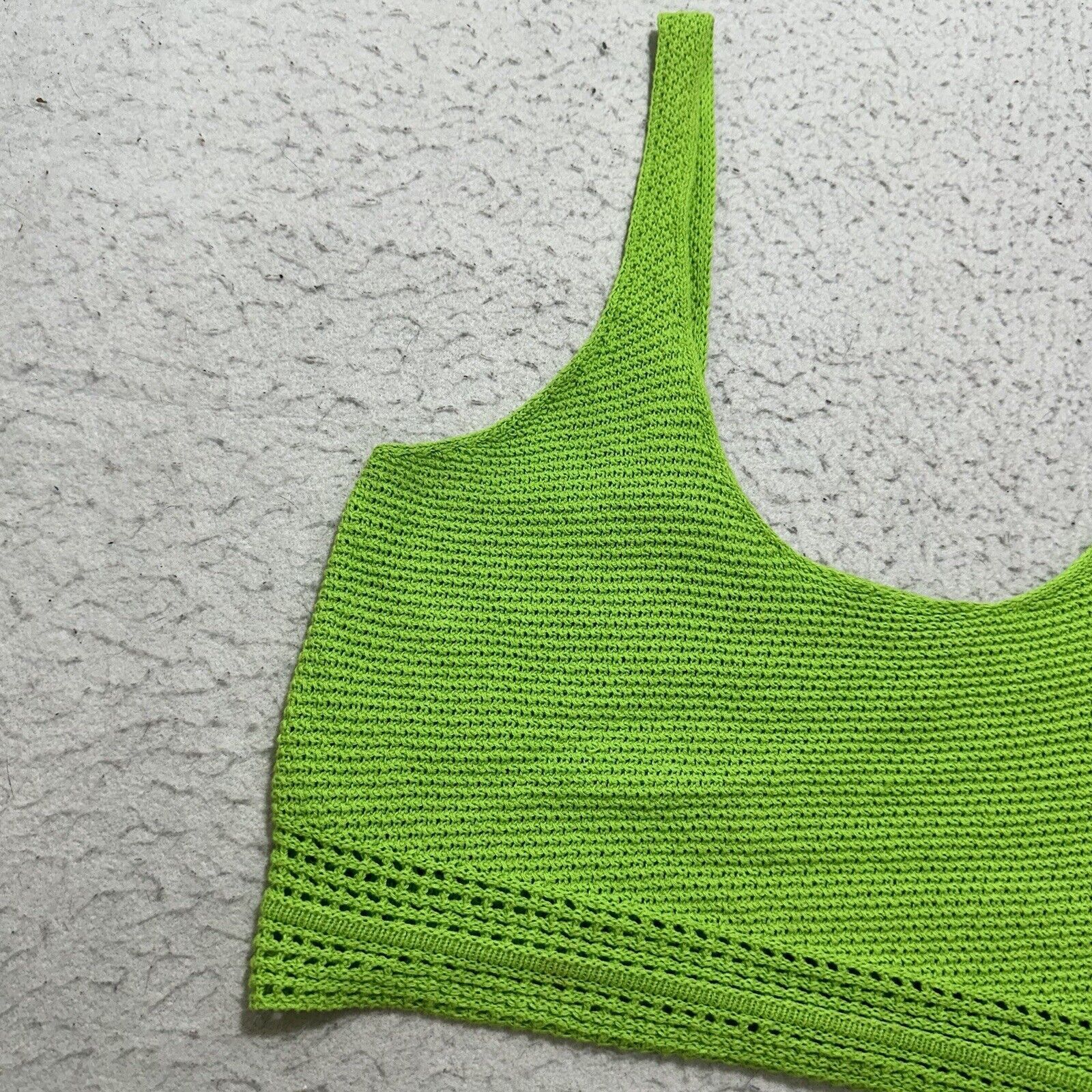 Forever 21 Forever 21 Medium Cropped Tank Top Knit Lime Green Cotton Size M / US 6-8 / IT 42-44 - 2 Thumbnail
