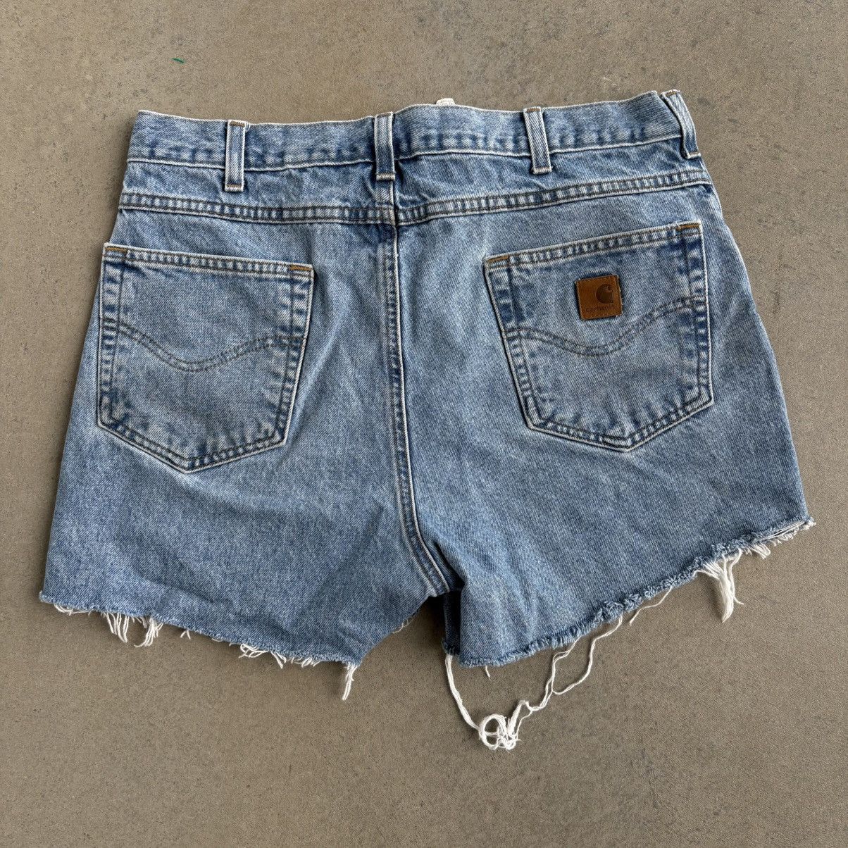 Vintage Crazy Vintage Carhartt Thrashed Jean Shorts Jorts 36" Blue Size US 36 / EU 52 - 1 Thumbnail