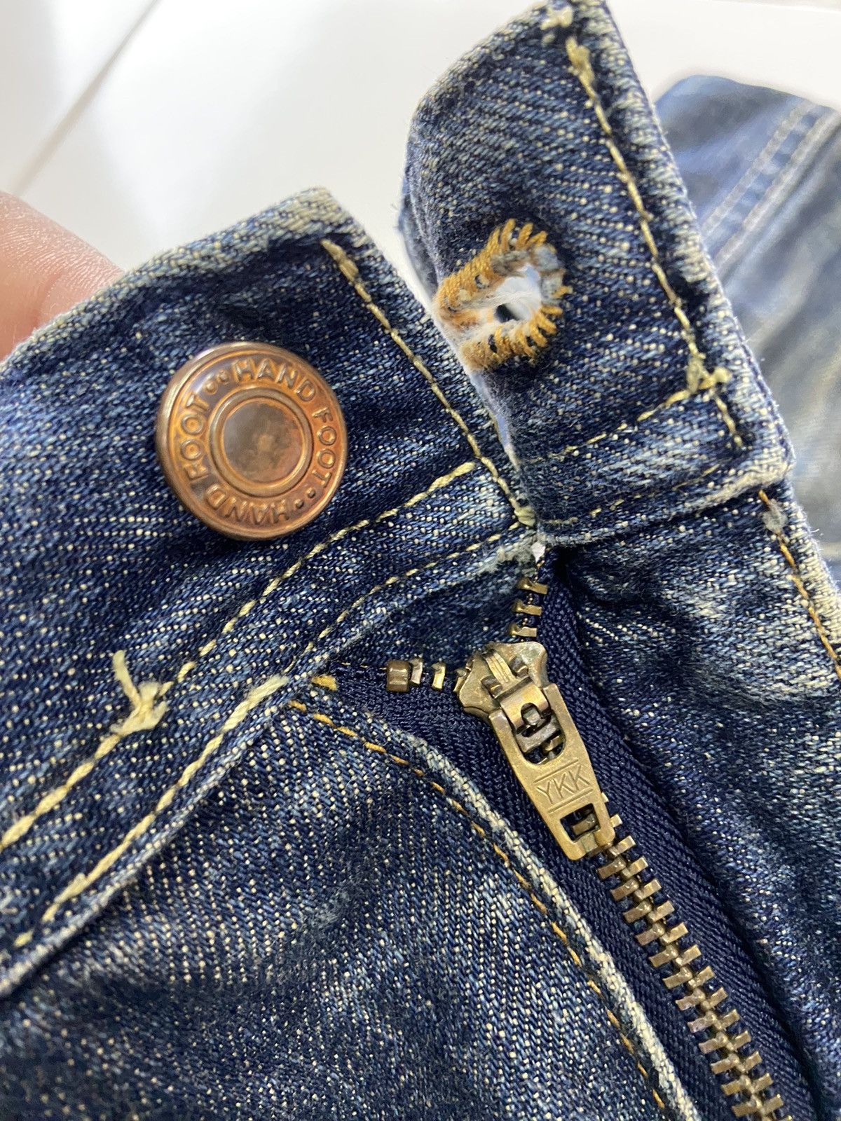 Vintage THE HAND FOOT 210 DOUBLE GATE 12oz DENIM JEANS Size US 32 / EU 48 - 11 Thumbnail