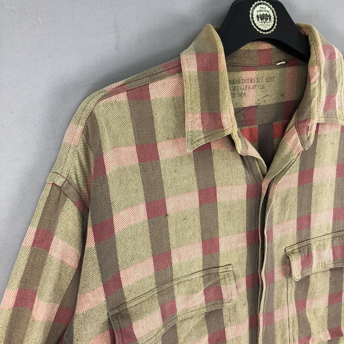 Flannel Vintage 80's Flannel Double Flap Pocket Checker by BORG Size US L / EU 52-54 / 3 - 2 Thumbnail
