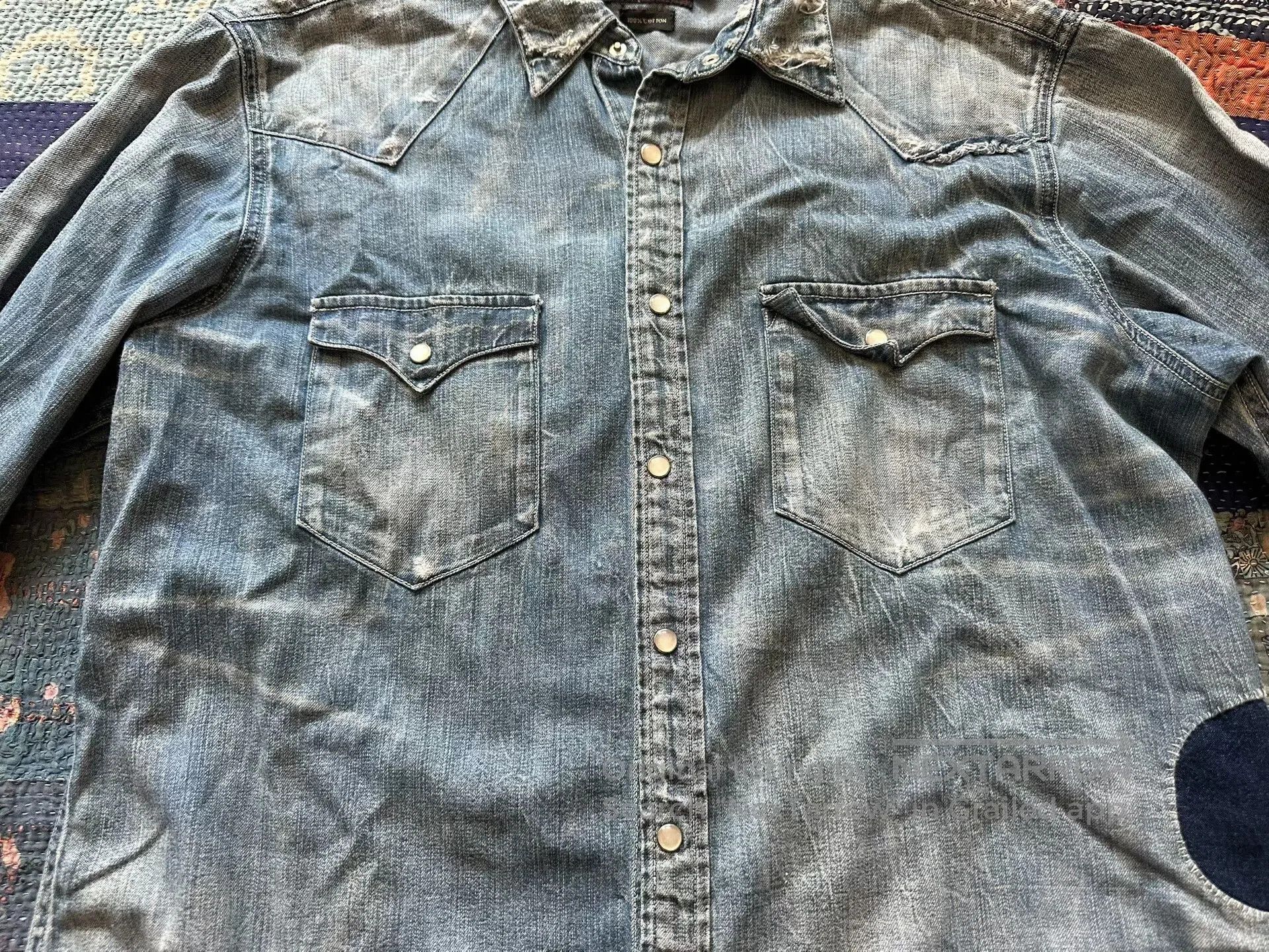 RRL Ralph Lauren vintage rrl western style patched shirt. Size US L / EU 52-54 / 3 - 6 Thumbnail