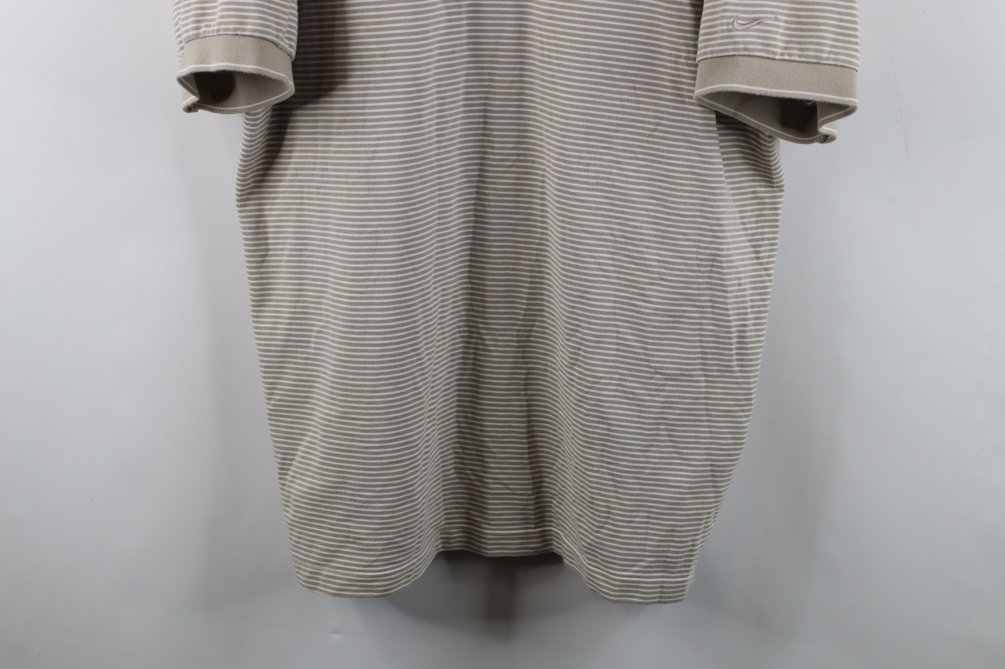 Nike Vintage Nike Golf Scott Mini Swoosh Striped Knit Polo Beige Size US XL / EU 56 / 4 - 3 Thumbnail