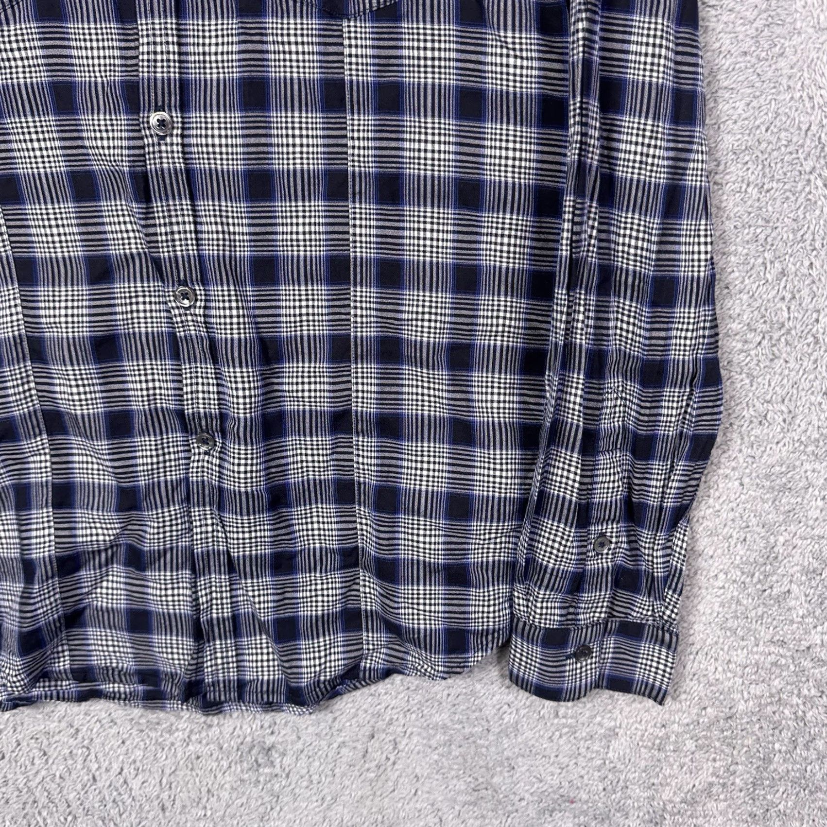 John Varvatos John Varvatos Shirt Mens S Lyocell Soft Plaid Windowpane Button Up Long Sleeve Blue Cotton Wool Blend Size US S / EU 44-46 / 1 - 4 Thumbnail