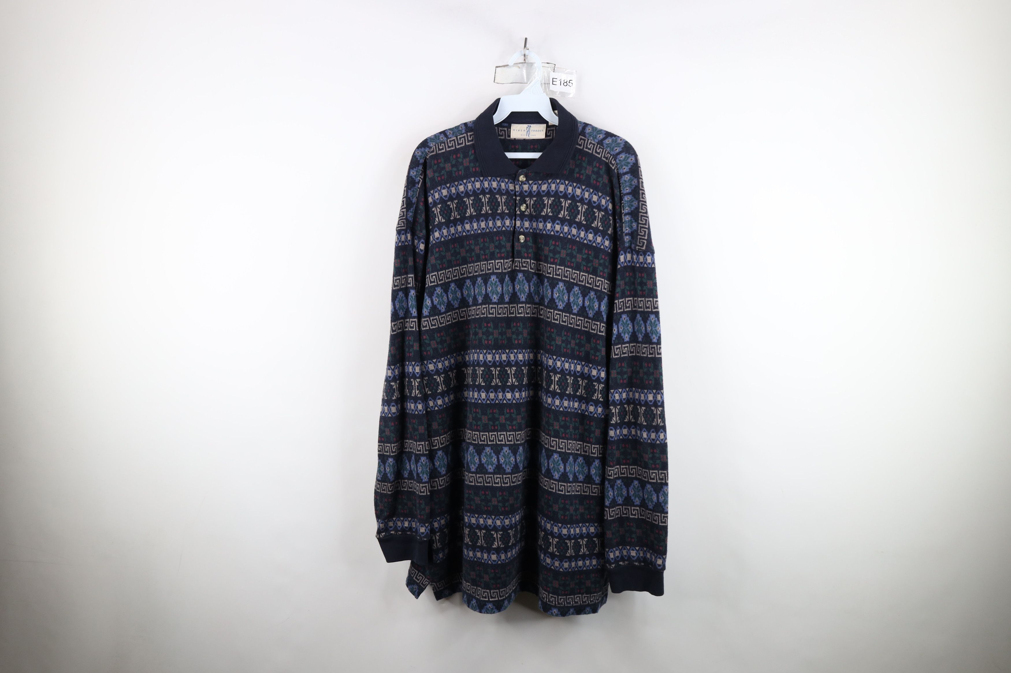 Vintage Vintage 90s Streetwear Fair Isle Long Sleeve Rugby Polo Size US XL / EU 56 / 4 - 1 Thumbnail