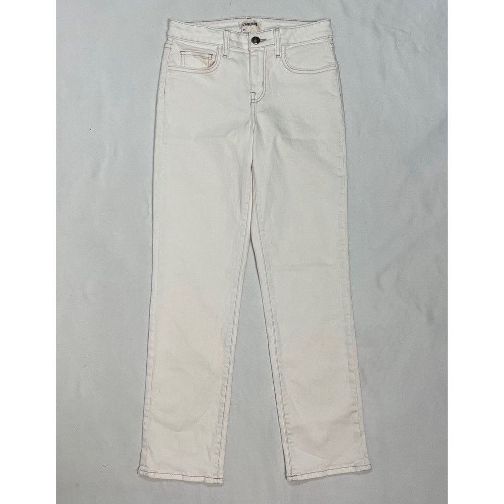 L'AGENCE New L'Agence Off White With Topstitching Jeans Size 25 Size 25" / US 0 / IT 36 - 1 Thumbnail