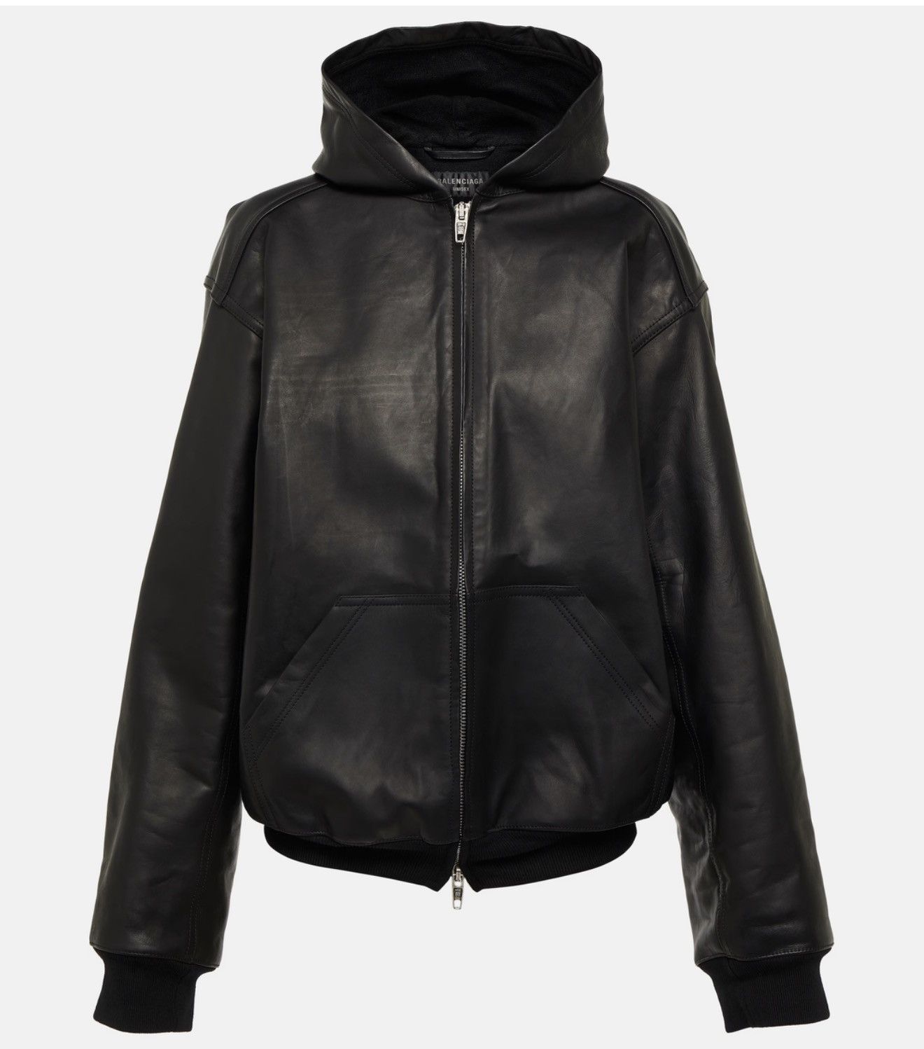 Balenciaga Hooded Leather Bomber Jacket