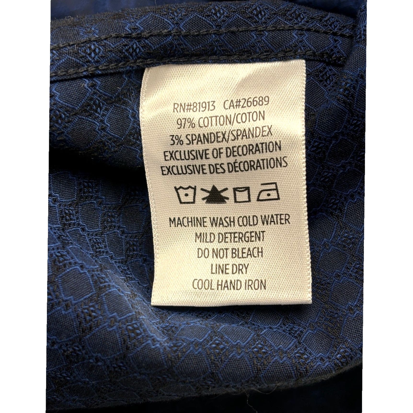 Robert Graham Robert Graham Mens Shirt Long Sleeve Button-Down Navy Blue Geometric Classic Fit Button-Up Collared Cotton Blend Cotton Spandex Size US L / EU 52-54 / 3 - 6 Thumbnail