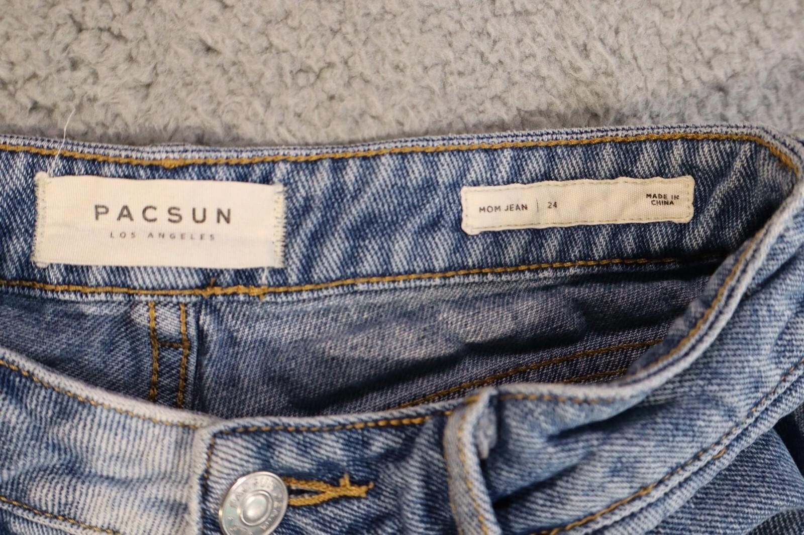 Pacsun Pacsun Mom Short Women's 24 Blue Denim Distressed Frayed Hem Size 24" / US 00 / IT 34 - 2 Thumbnail