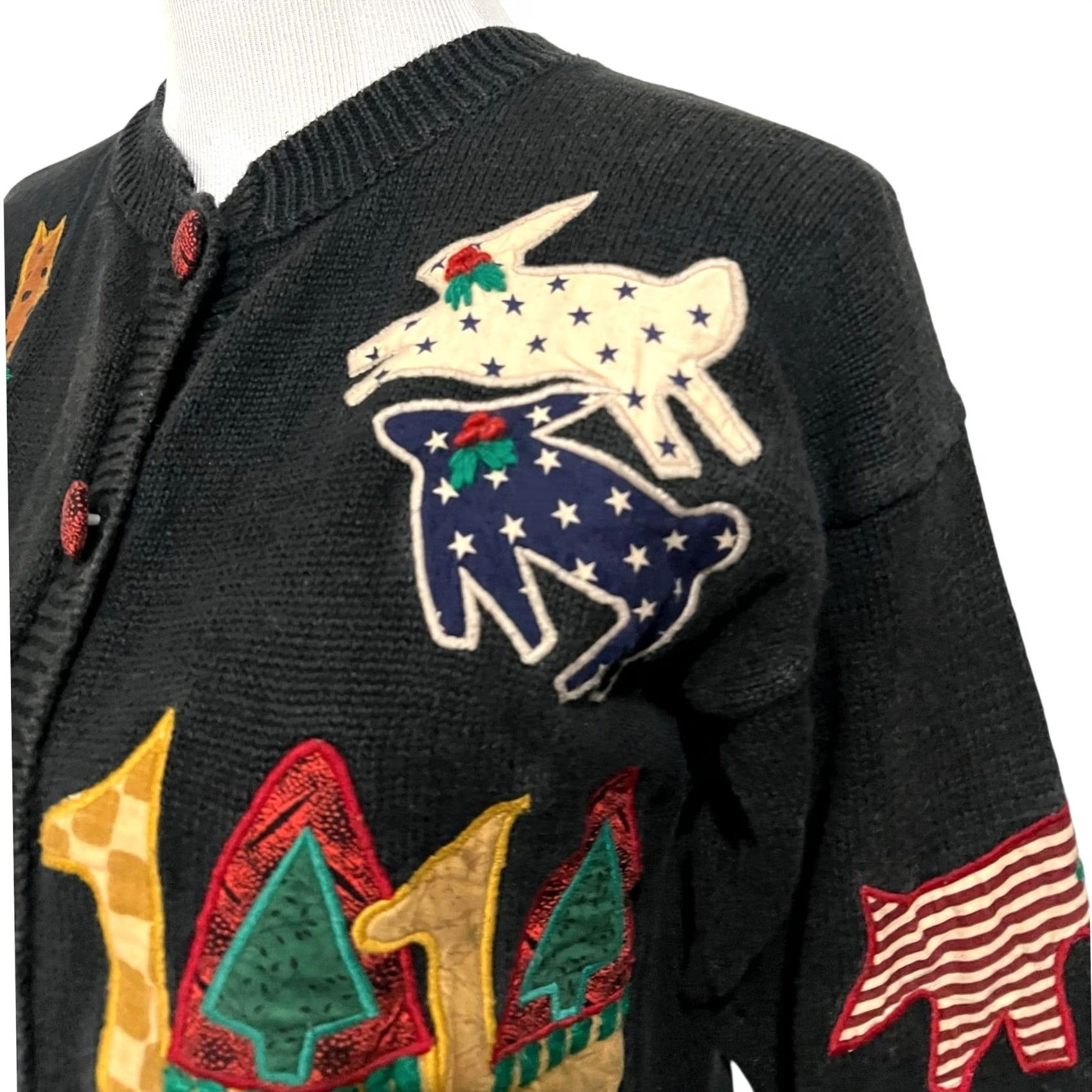 Vintage VINTAGE Susan Bristol Noah's Ark Cardigan Sweater Hand Embroidered Size S Black Womens Cardigan Sweater Size S / US 4 / IT 40 - 7 Thumbnail