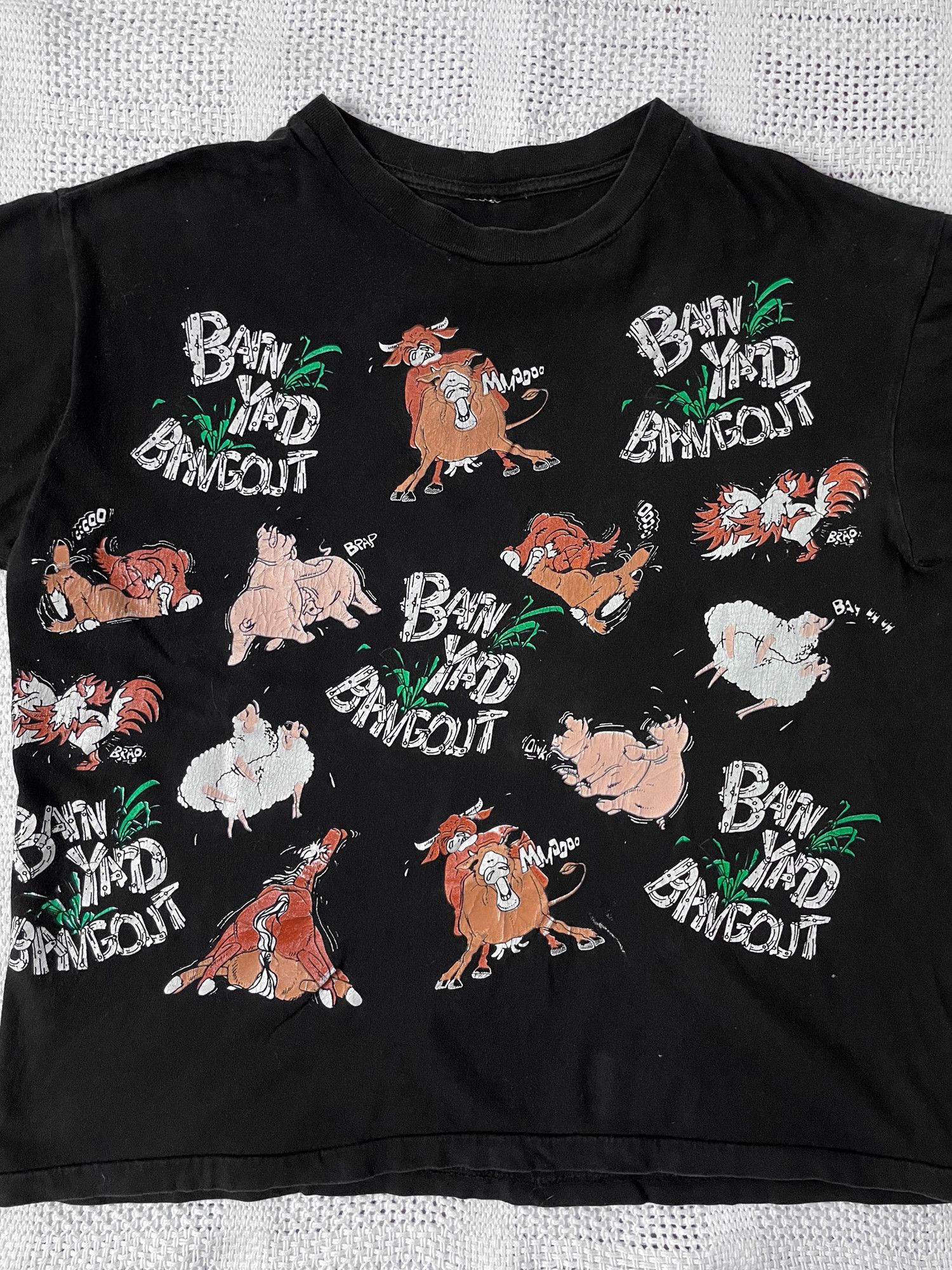 Vintage 90s Single Stitch Boxy Faded Barn Yard Bangout Animal Sex Size US L / EU 52-54 / 3 - 1 Thumbnail