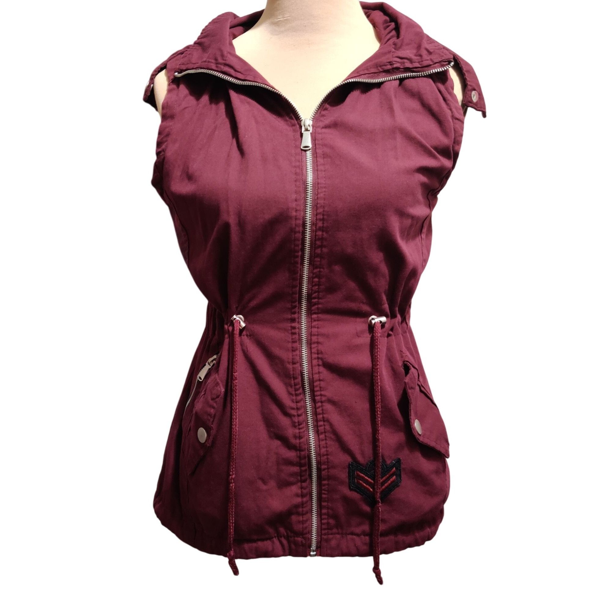 Other YMI S Burgundy Red Utility Hooded Vest Drawstring Street Sty Size S / US 4 / IT 40 - 1 Thumbnail