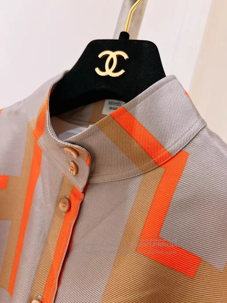 Other Hermes H Full Logo Silk Shirt Dress Dress Size XS / US 0-2 / IT 36-38 - 5 Thumbnail