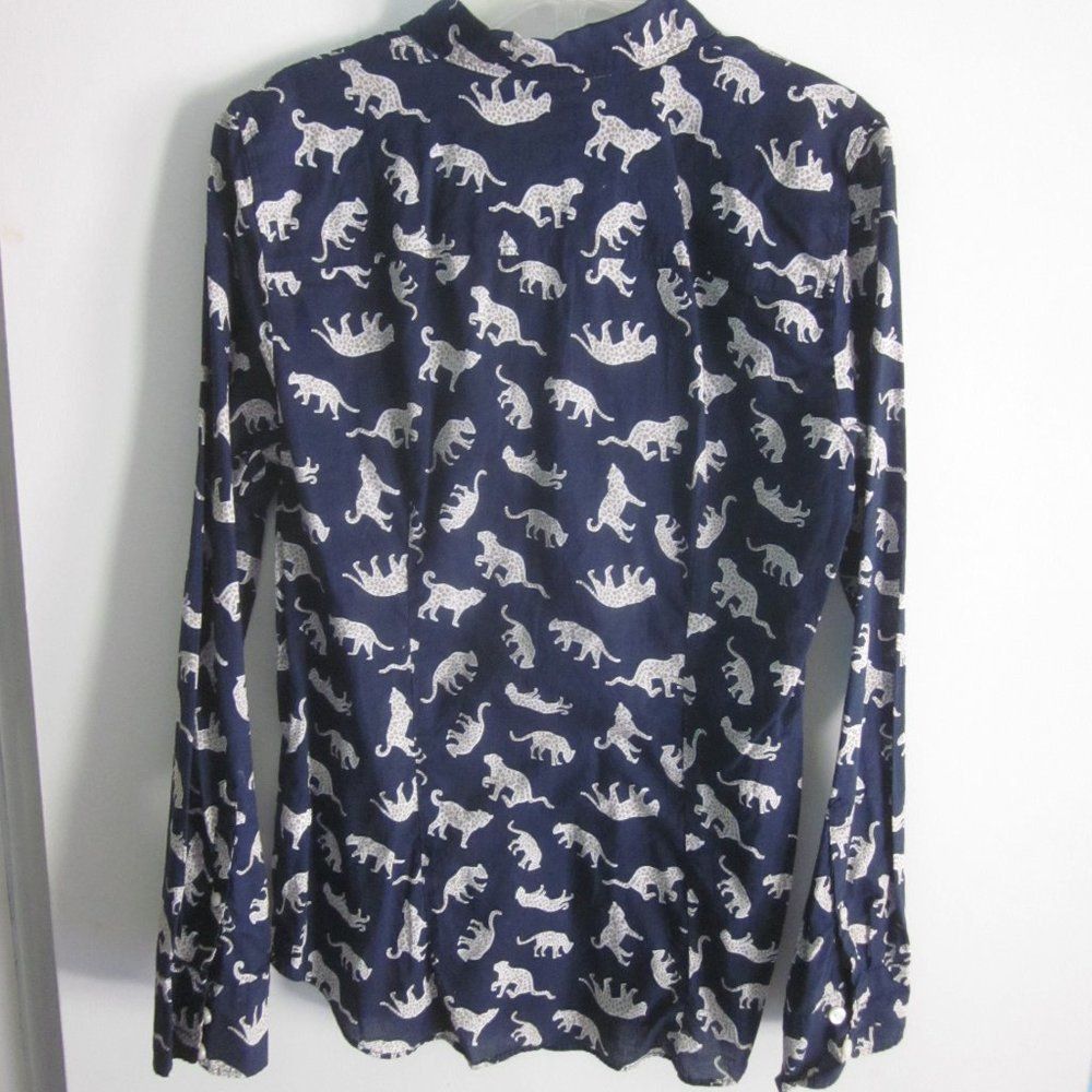 J.Crew J Crew Women’s Size S Blue Roaming Cheetah Print Button Up Shirt Size S / US 4 / IT 40 - 10 Thumbnail