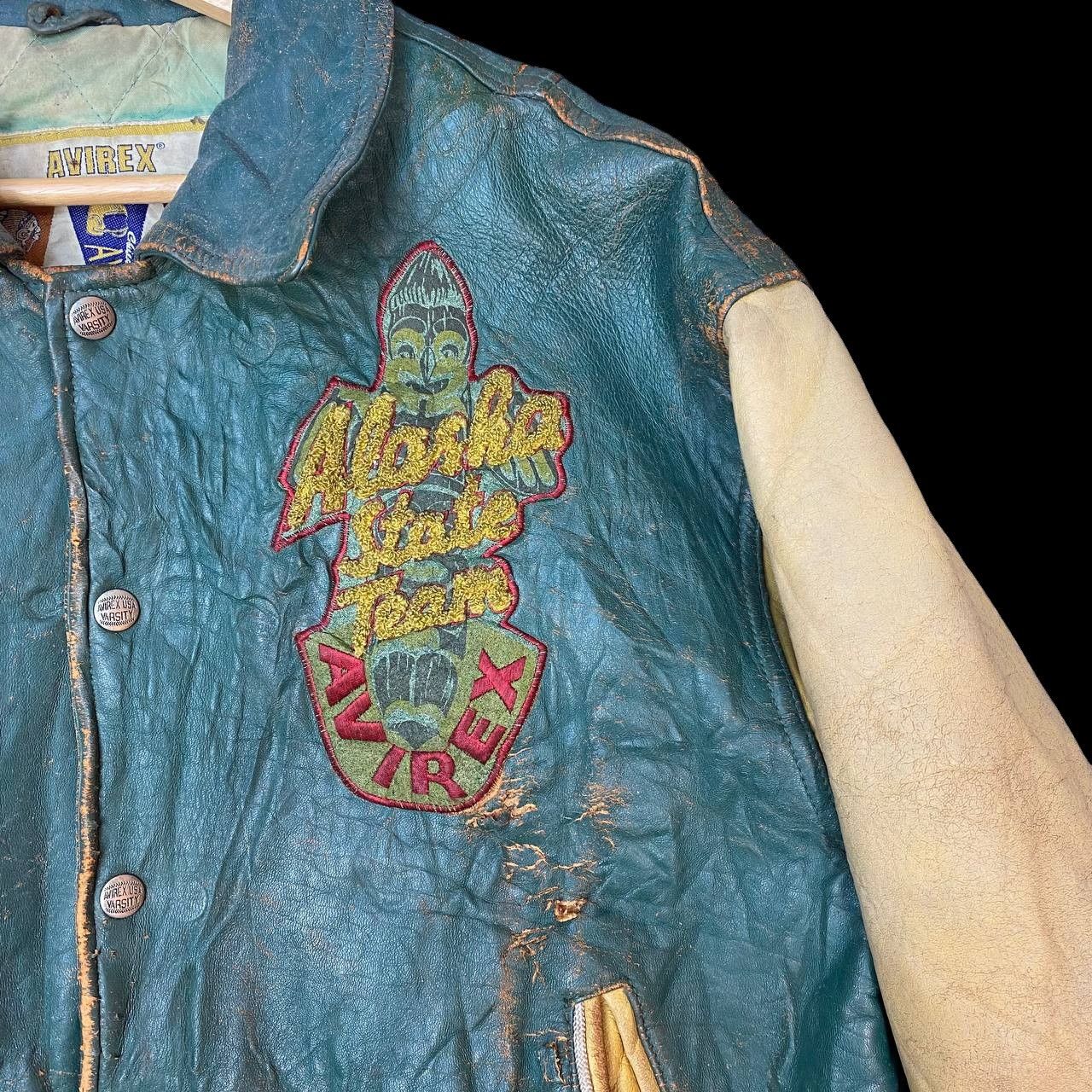 Avirex RARE AVIREX VARSITY TRASHED LEATHER ALASKIAN WIND BEAR Size US M / EU 48-50 / 2 - 13 Thumbnail