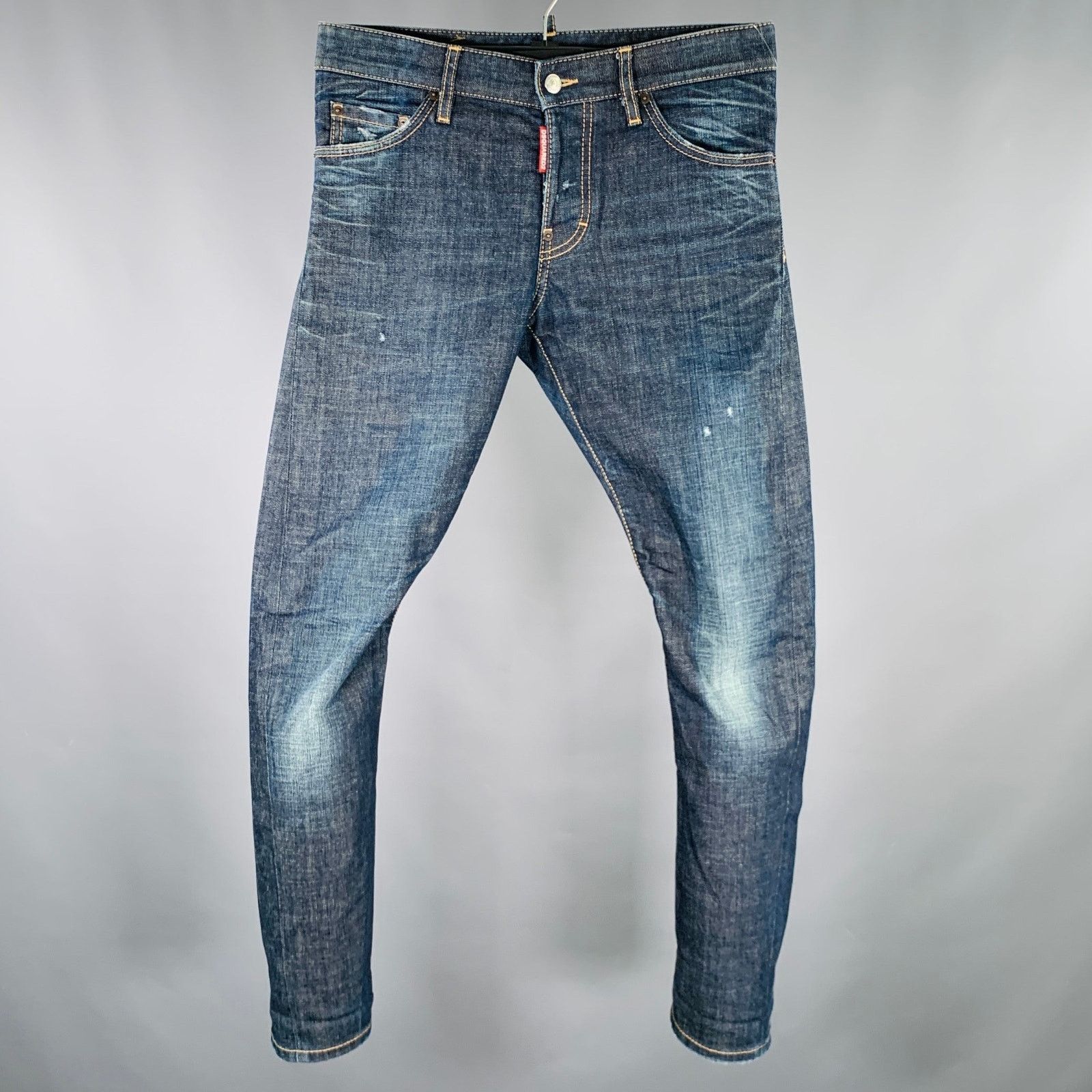 Dsquared2 Size 28 Blue Distressed Cotton Blend Button Fly Jeans Size US 28 / EU 44 - 1 Thumbnail