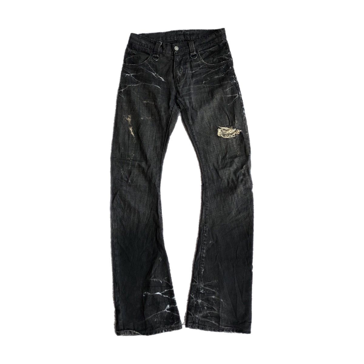 image of If Six Was Nine x Le Grande Bleu L G B Bufalo Curve Flared Fading Jeans Distressed in Black (Size 3
