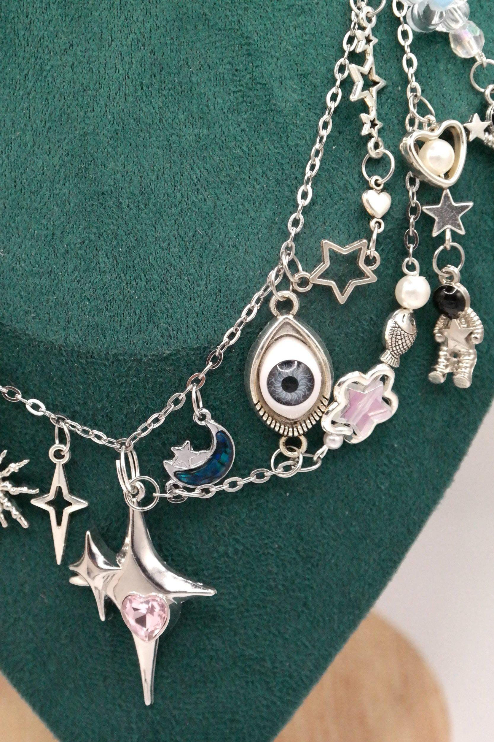 Handmade Silver Stargazer Clutter Necklace Size ONE SIZE - 5 Thumbnail