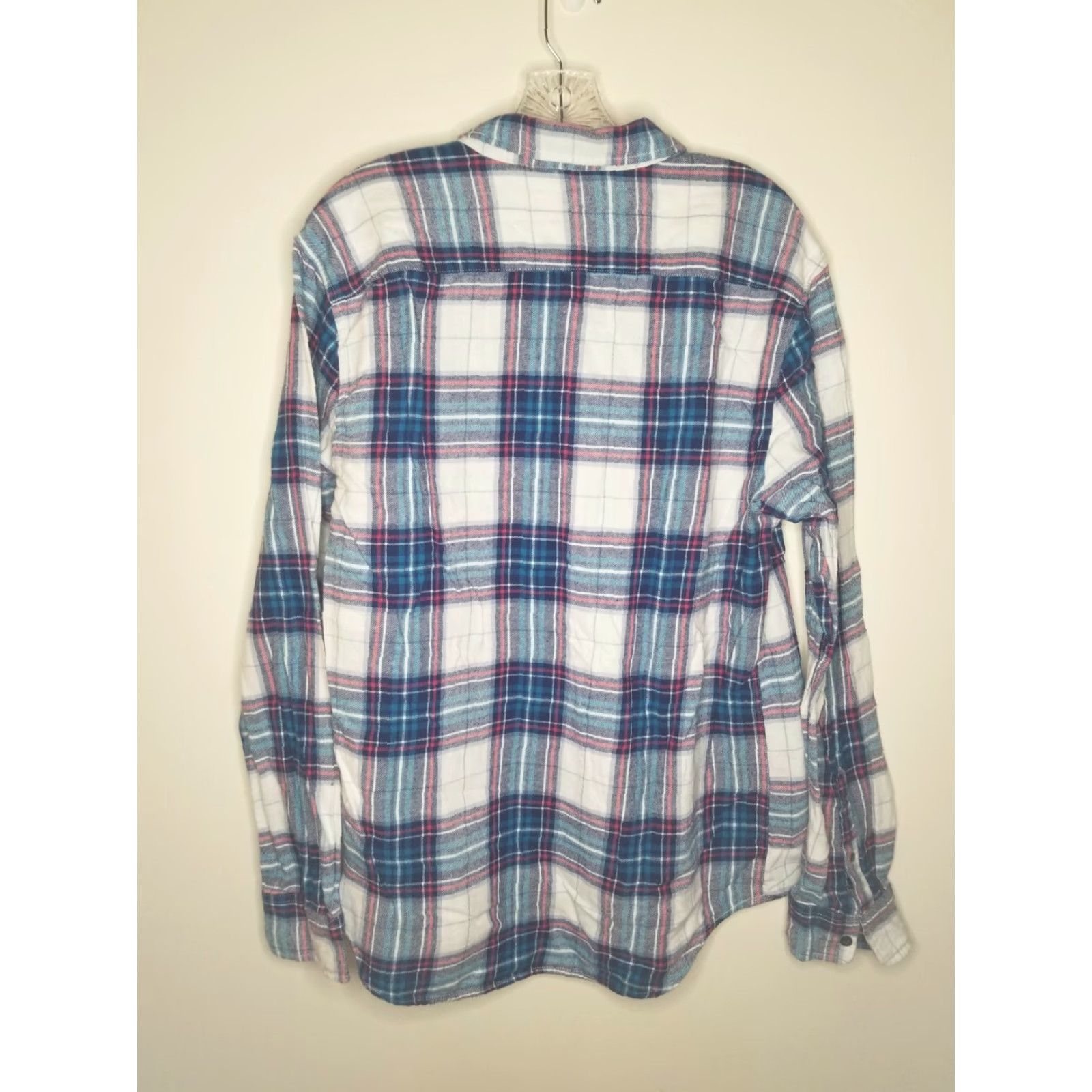 Aeropostale Aeropostale Womens Long Sleeve Flannel Blue White Red Size Large L Blue Red White Colorful Button-Up Shirt Women Size L / US 10 / IT 46 - 2 Thumbnail