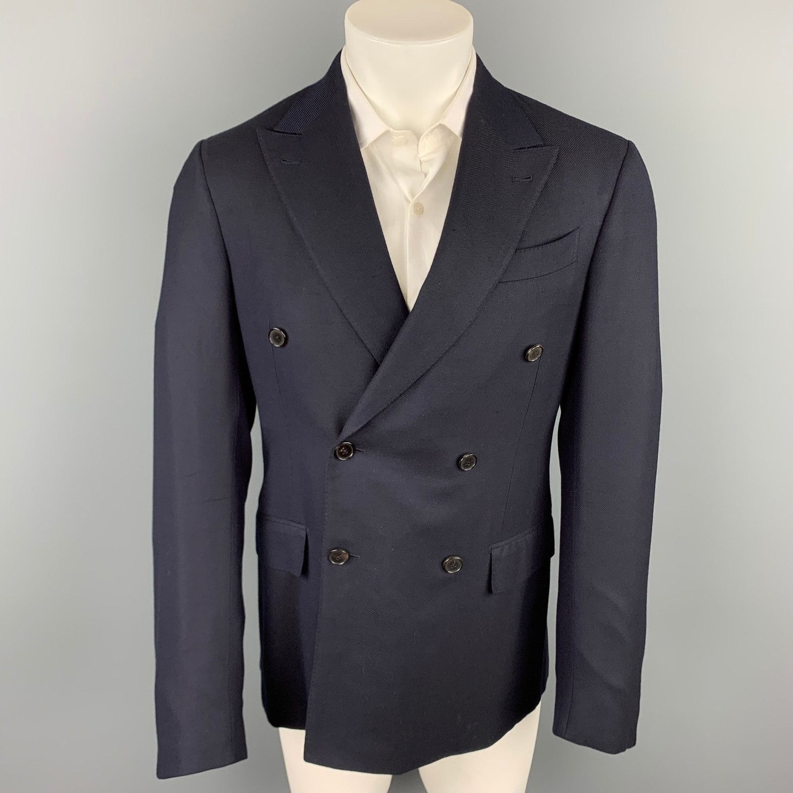Ermenegildo Zegna ERMENEGILDO ZEGNA Size 40 Navy Silk / Wool Custom Sport Coat Size 40R - 1 Thumbnail