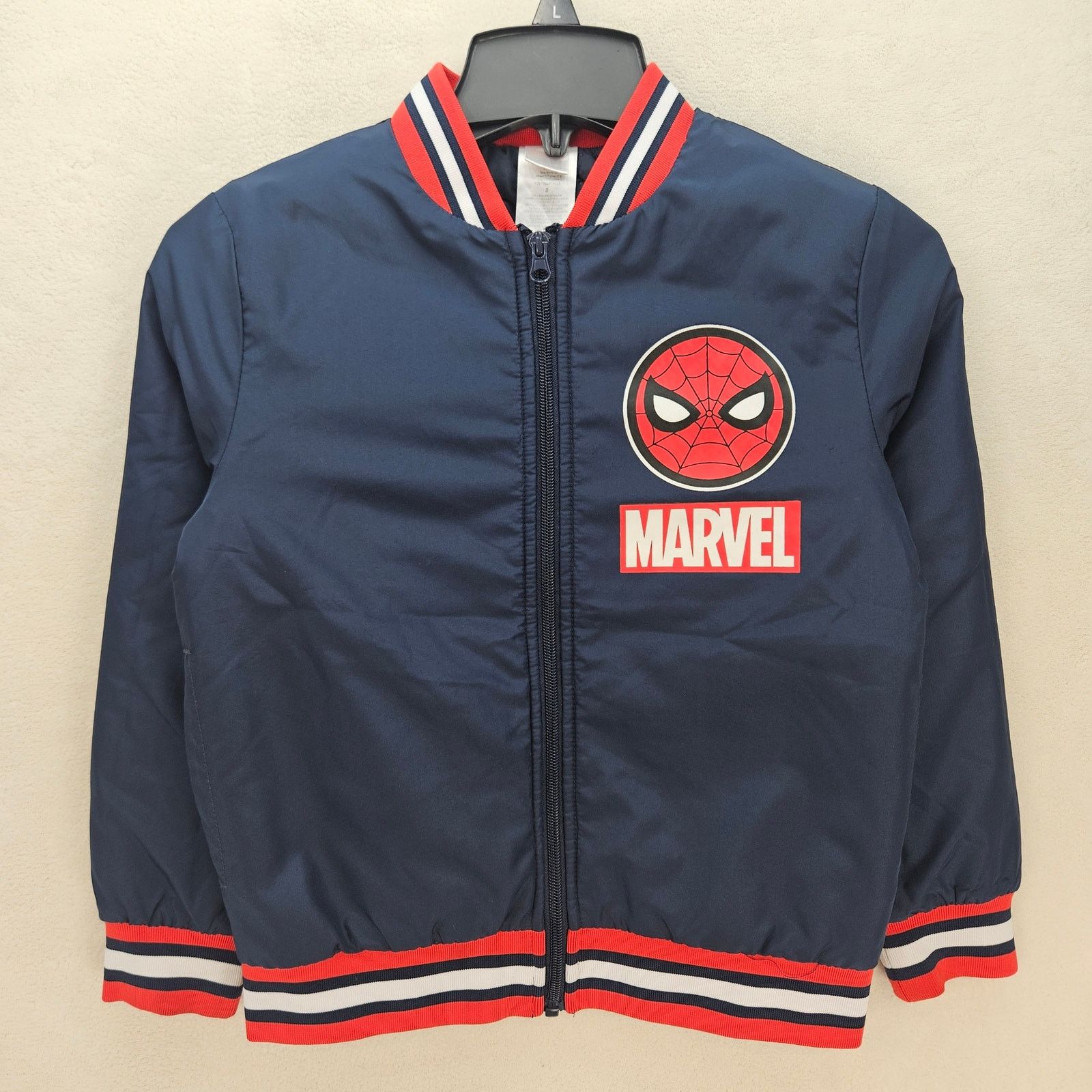 Marvel Comics MARVEL SPIDERMAN BOYS SMALL BASEBALL JACKET NAVY Size S / US 4 / IT 40 - 1 Thumbnail