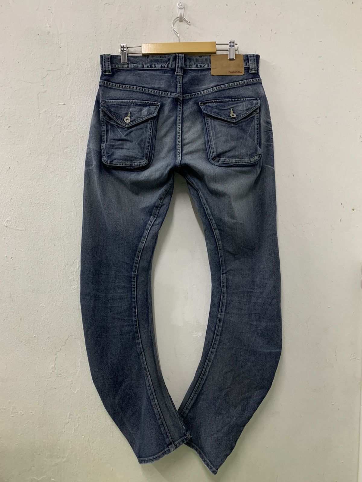 Japanese Brand Purple And Yellow Distressed Arc Denim Pants Size US 33 - 2 Thumbnail